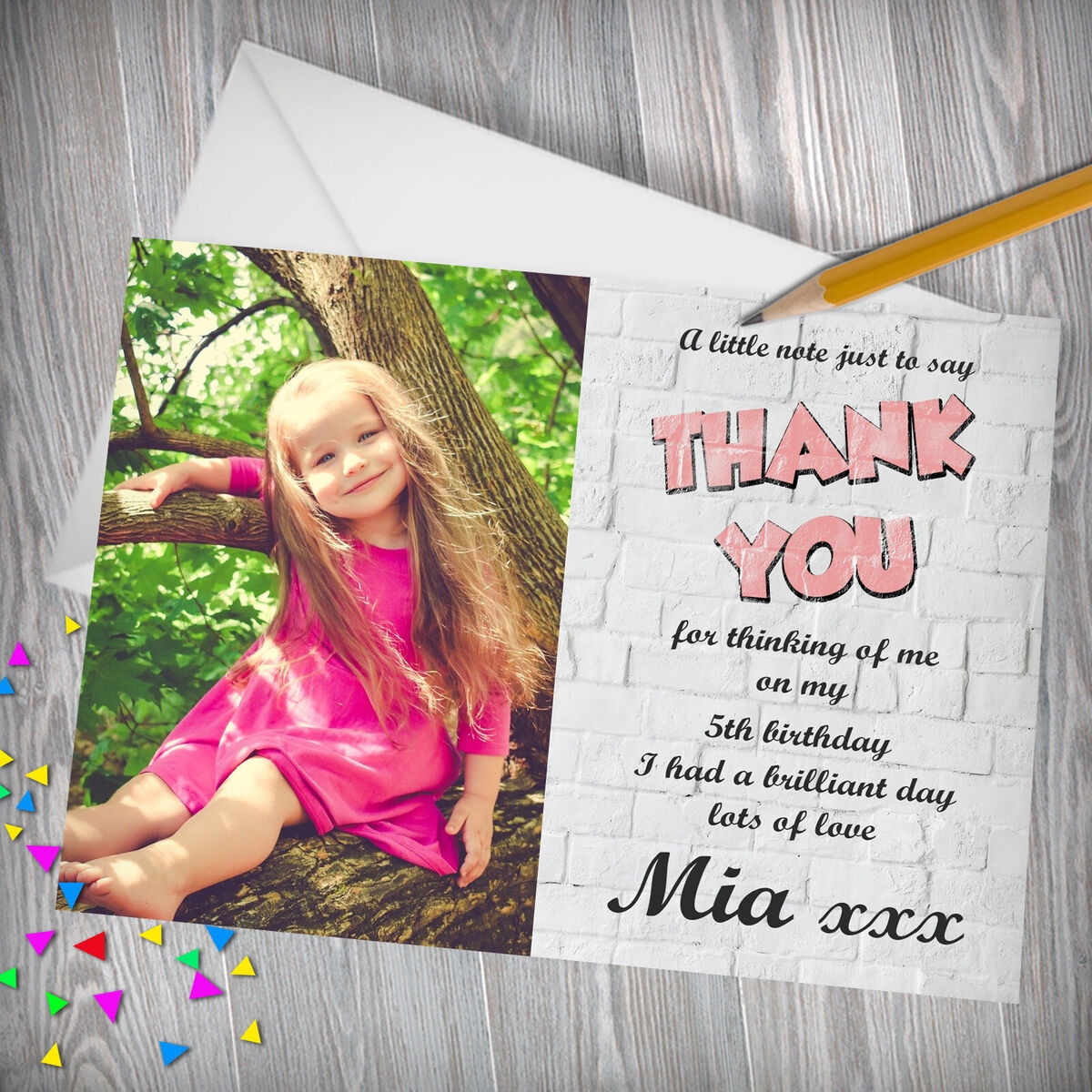 10 X LARGE Personalised Thank You Cards Own Photo Boys Girls Birthday Kids Party EBay UK