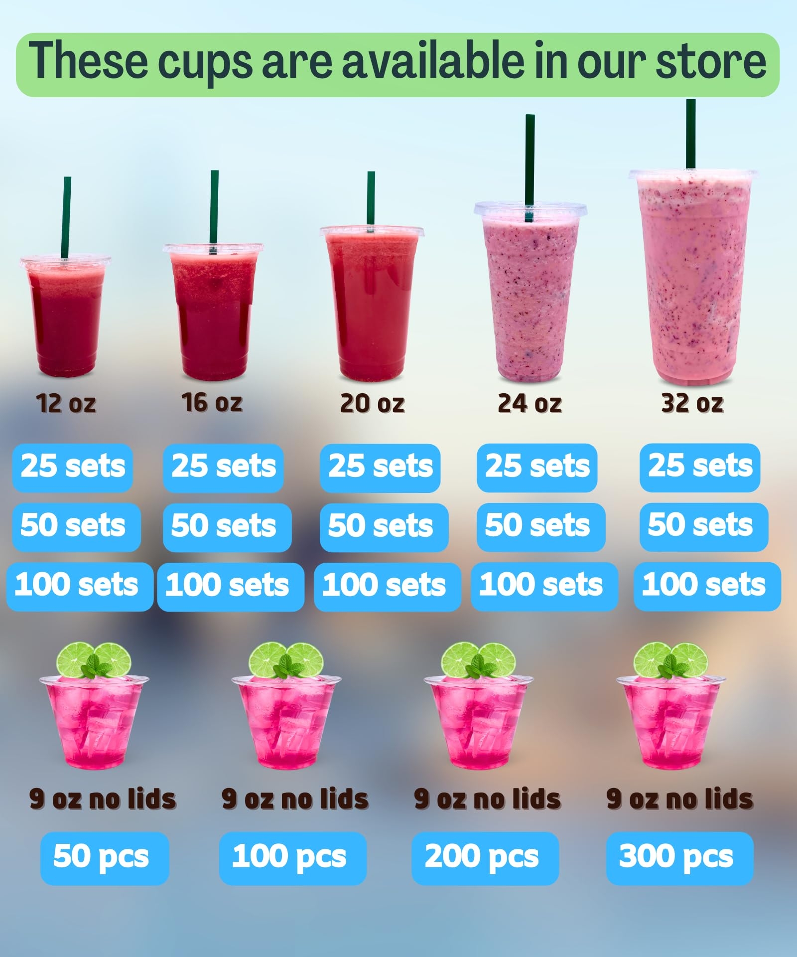 100 SETS 20 Oz Clear Plastic Cups With Lids And STRAWS Disposable Iced Coffee Cups With Lids Clear Cups With Lids For Cold Drinks Iced Tea Milkshakes Smoothies Amazon ca Health 