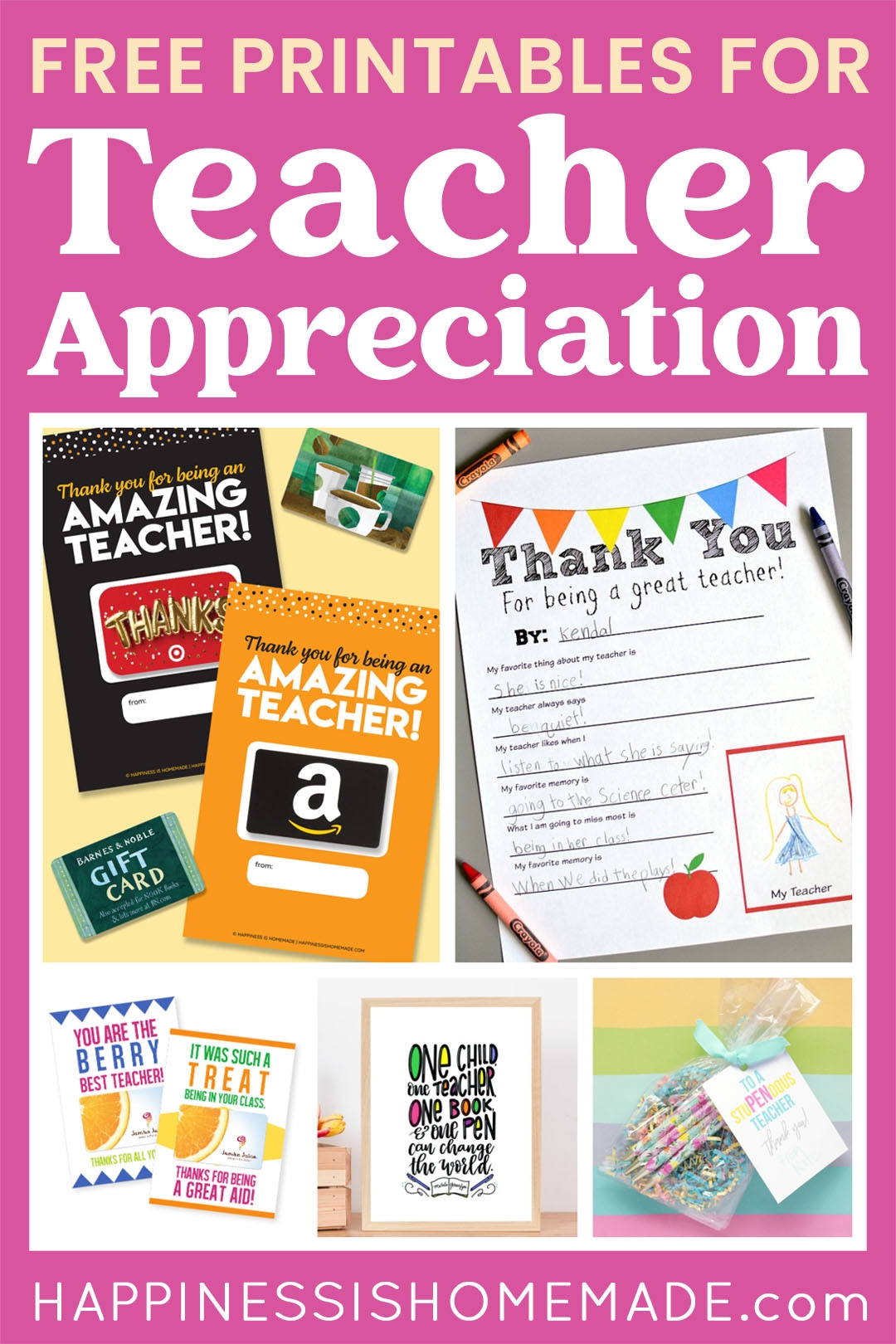 free teacher appreciation printables