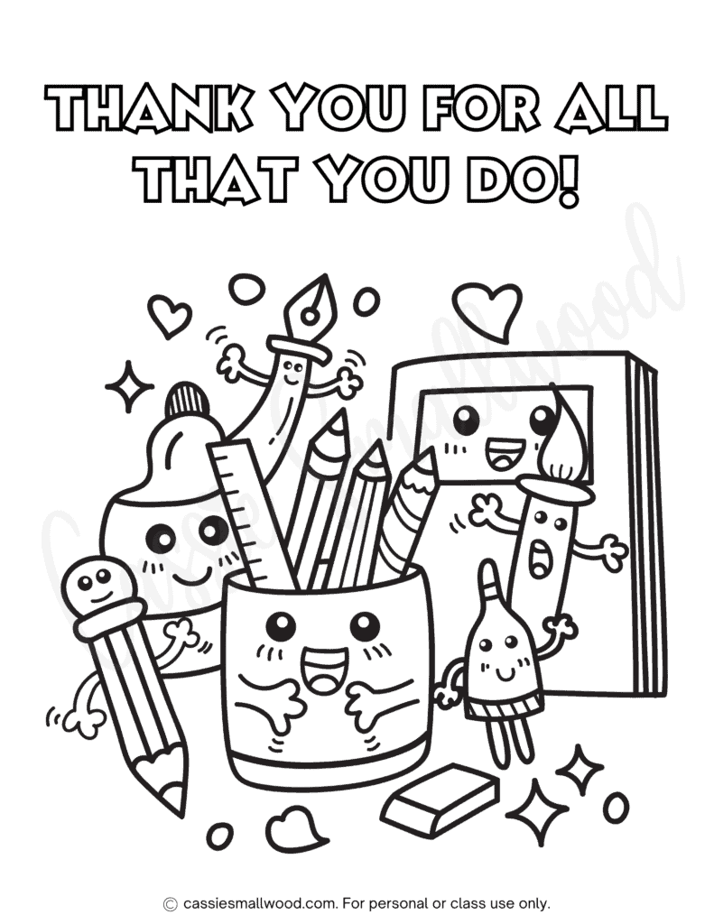 22 Cute Teacher Appreciation Coloring Pages And Cards Cassie Smallwood