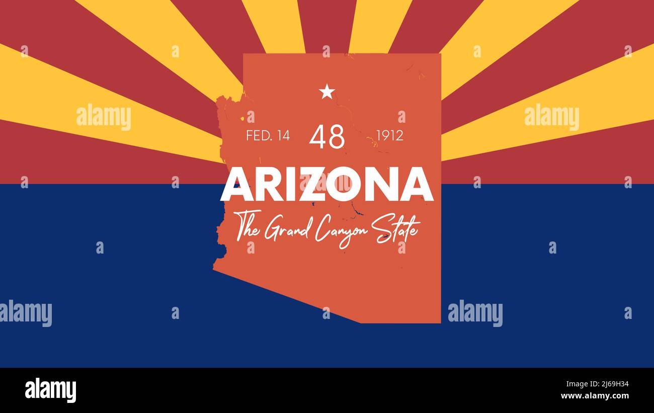 48 Of 50 States Of The United States With A Name Nickname And Date Admitted To The Union Detailed Vector Arizona Map For Printing Posters Postcard Stock Vector Image Art Alamy