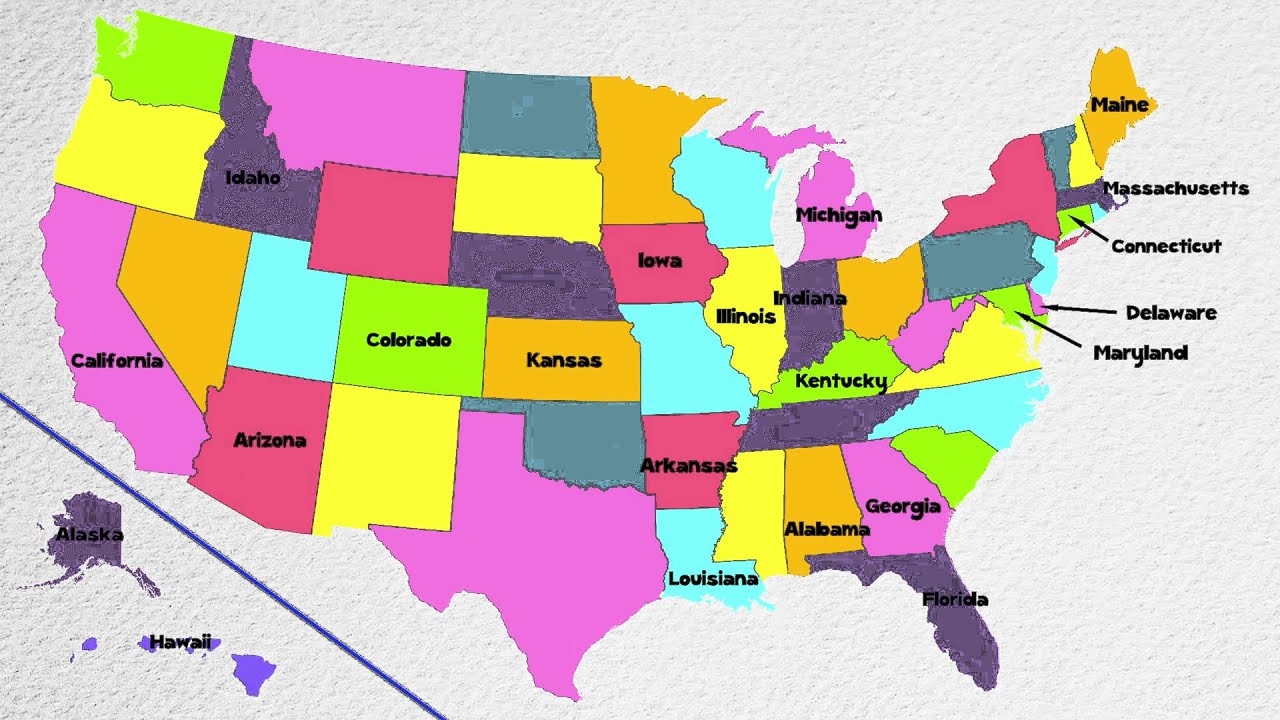 50 States Of The United States Of America Names And Location YouTube