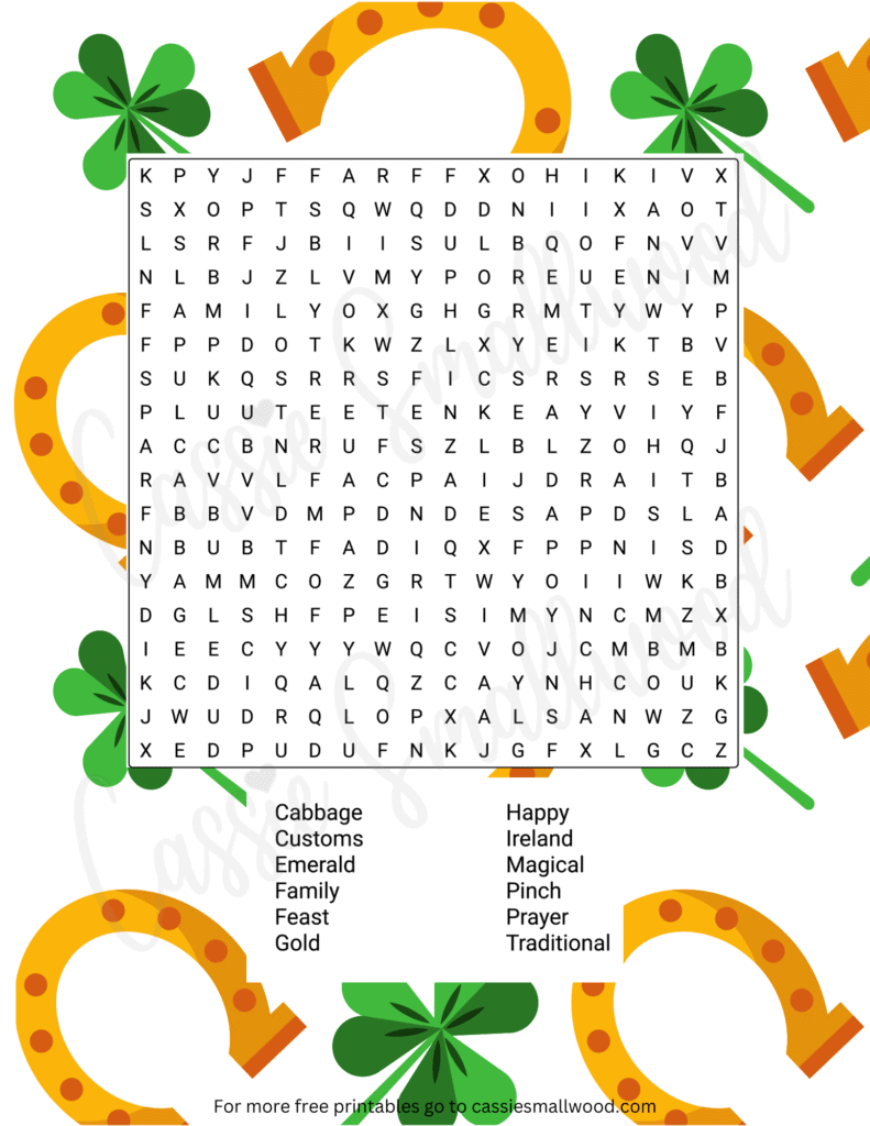 st patrick s day word search