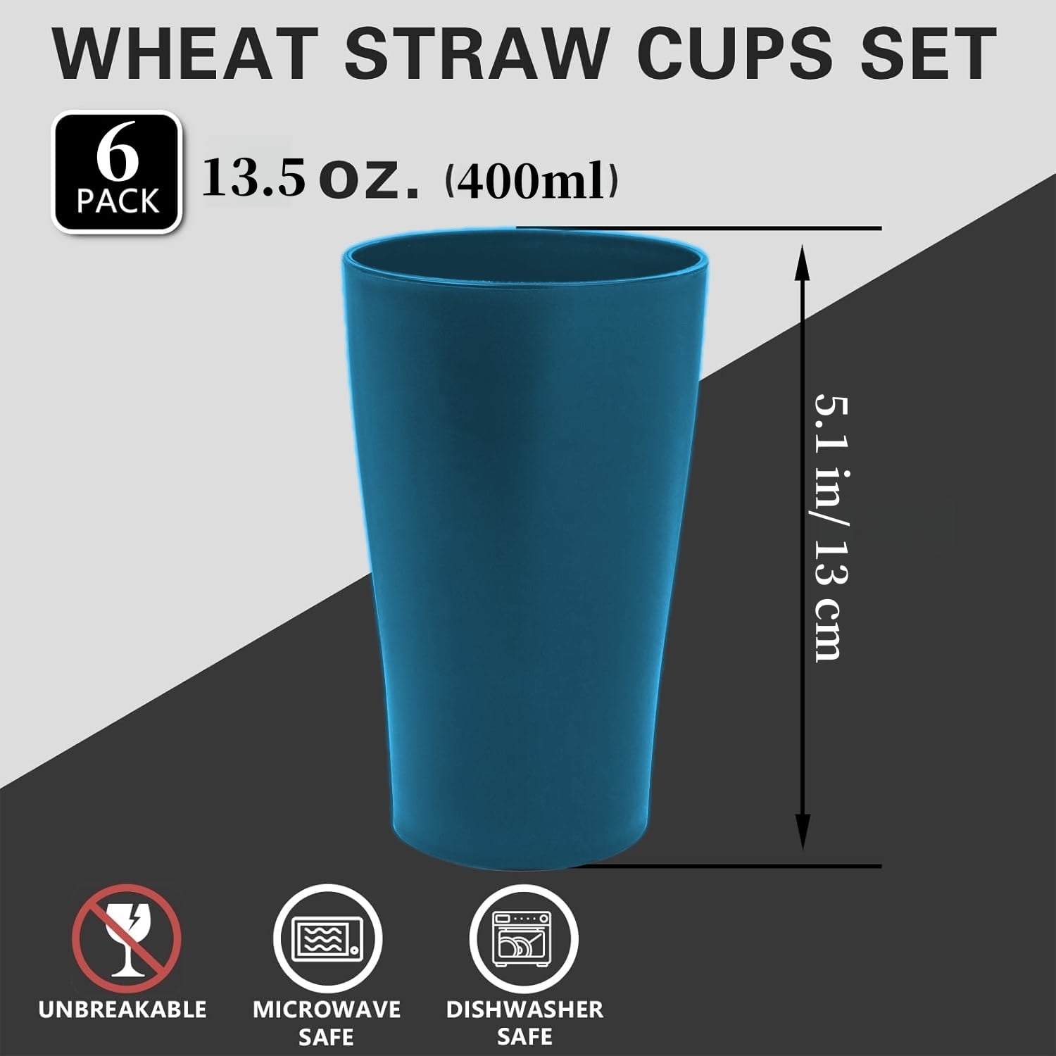 6 Pcs 13 5oz Wheat Straw Cups Wheat Drinking Cups Unbreakable Water Cup Reusable Stackable Coffee Cup Plastic Juice Tumblers Water Glasses For Coffee Tea Water Milk BPA Free Dark Blue Topboutique Walmart
