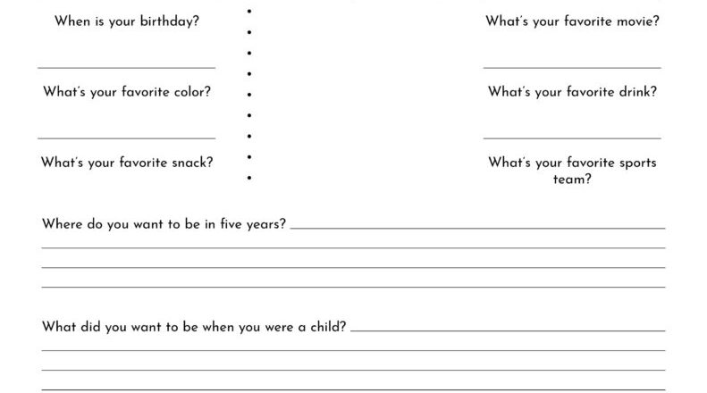 All About Me Printable Worksheets 50 FREE Printables Printabulls Worksheets Library