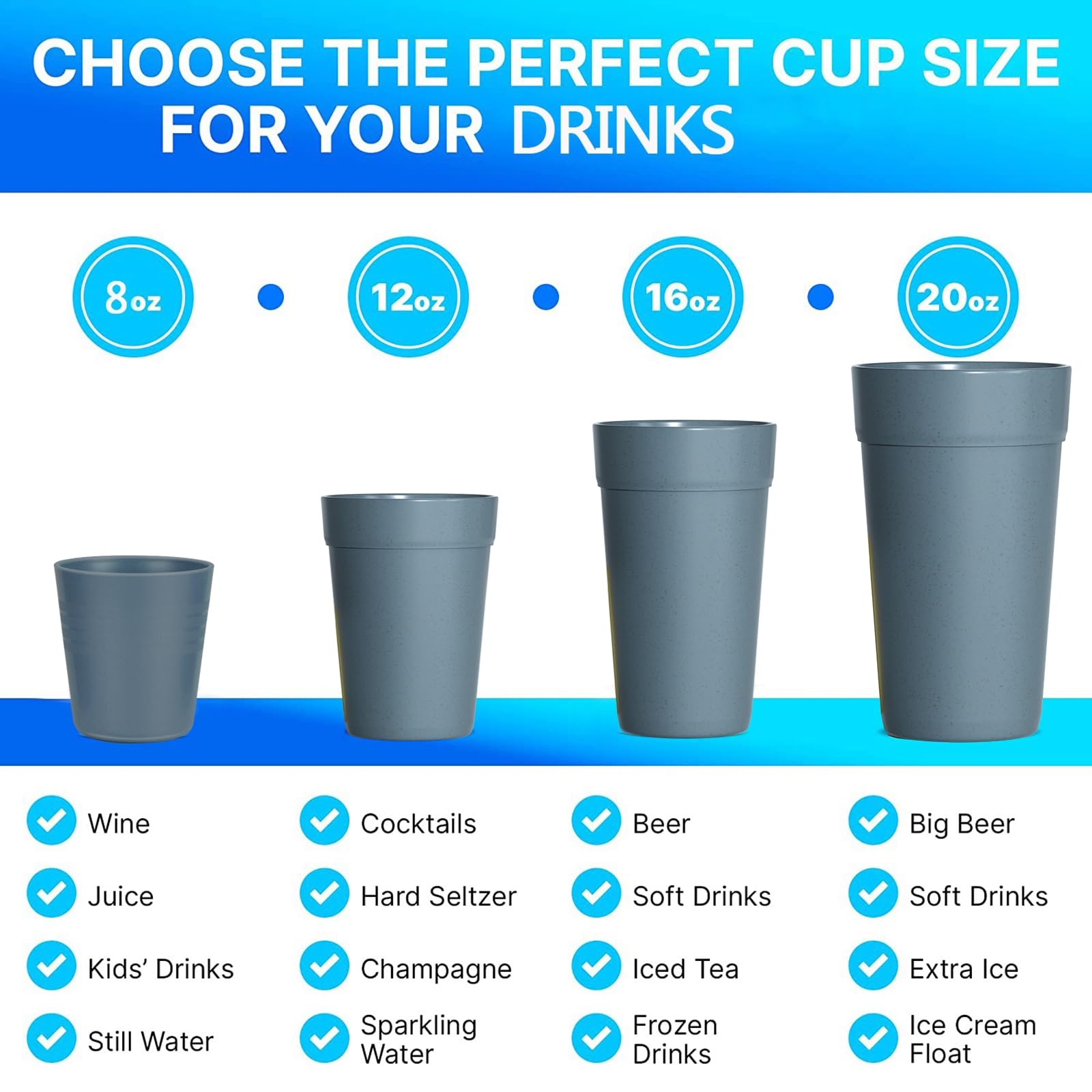 Amazon 12 Oz Plastic Cups Reusable Set Of 8 Wheat Straw Drinking Cups Microwave And Dishwasher Safe BPA Free Unbreakable Water Cups For Kitchen Home Office And Outdoor Use Home Kitchen