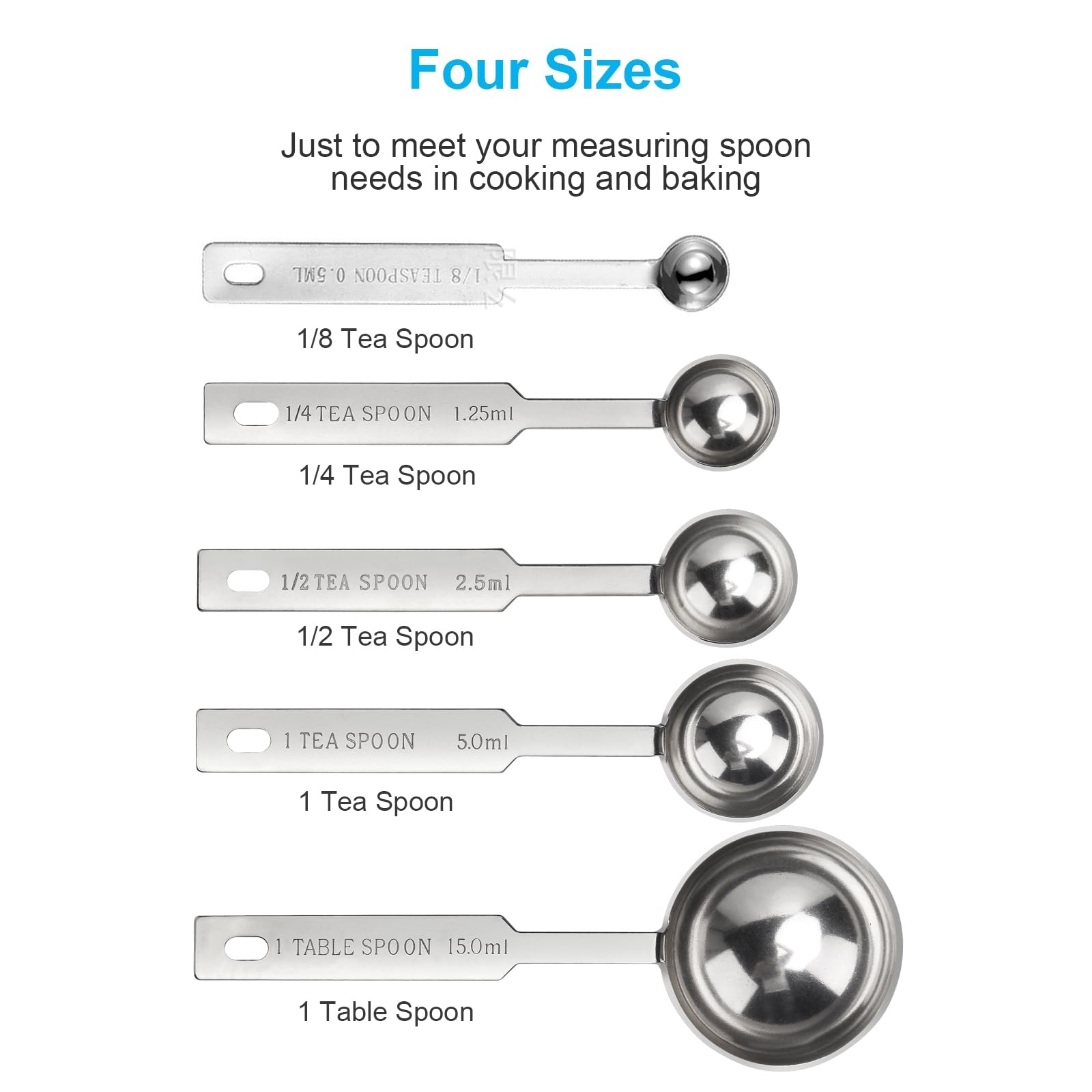 Amazon 5PCS OstWony Measuring Spoons Set Includes 1 8 Tsp 1 4 Tsp 1 2 Tsp 1 Tsp 1 Tbsp Food Grade Stainless Steel Measuring Cups Tablespoon And Teaspoon For Measure Home Kitchen