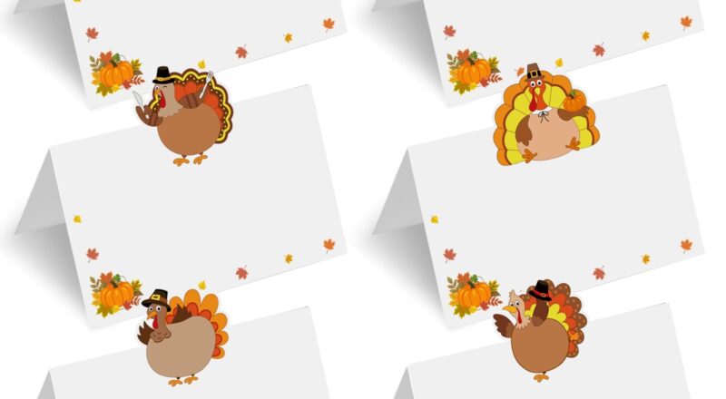 Amazon 60 Pcs Thanksgiving Name Cards Turkey Fall Place Cards For Thanksgiving Dinner Party Decoration Size 3 5 2 2 Inches Home Kitchen