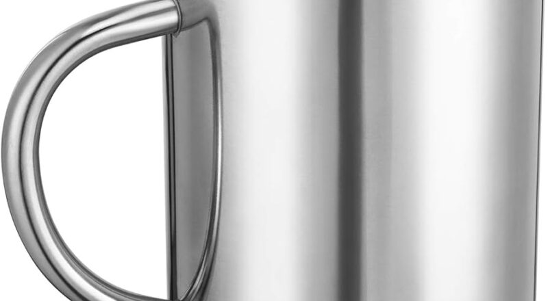 Amazon Bidponds 13 5oz 400ml Double Walled Coffee Mug Stainless Steel Tea Cups Travel Camping Mugs Sports Outdoors
