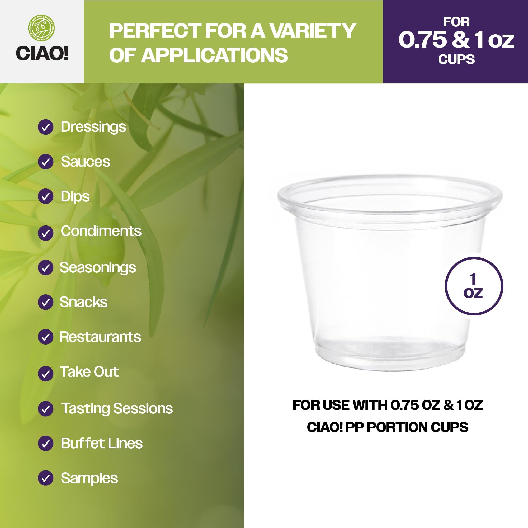 Amazon CIAO Portion Cup Lids Ultra Clear PET For 75 Oz And 1 Oz Ciao Portion Cups 45mm Diameter Designed And Fit For CIAO Brand 0 75 And 1OZ Portion Cups Only 