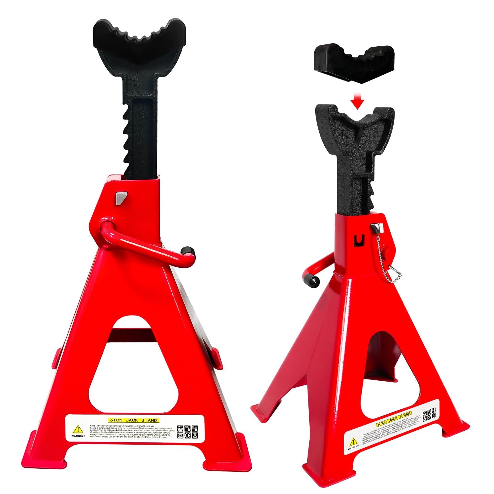 Amazon Jack Stands 6 Ton 13 200 LBs 15 6 23 4 Adjustable With Double Pin Locking Heavy Duty Jack Stands With Extra Rubber Pads Jack Stands For Trucks Car Lifts For Home Garage Lifting SUV 1 Pair Red Automotive