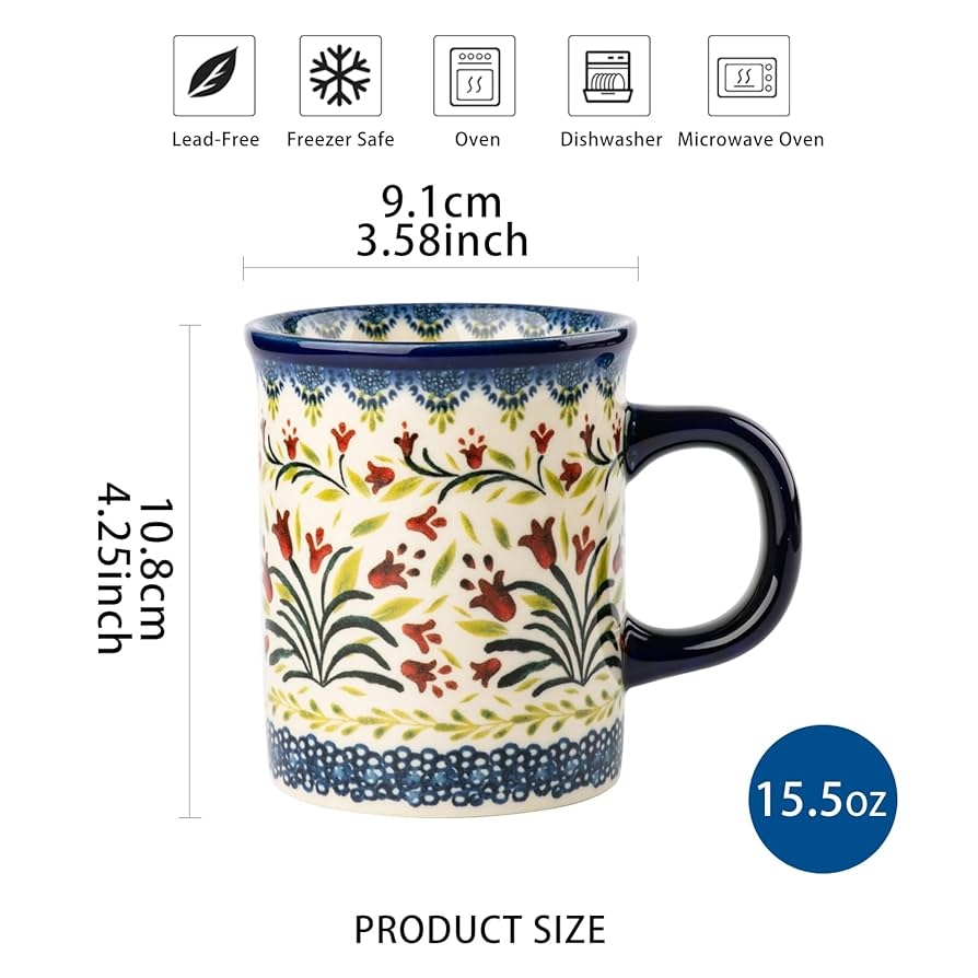 Amazon ONECCI Ceramic Latte Mug Set Of 4 15 5oz Hand Painted Porcelain Coffee Cups With Big Handle Modern Retro Design For Any Kitchen Microwave And Dishwasher Safe The Tulip Home  Amazon ONECCI Ceramic Latte Mug Set Of 4 15 5oz Hand Painted Porcelain Coffee Cups With Big Handle Modern Retro Design For Any Kitchen Microwave And Dishwasher Safe The Tulip Home