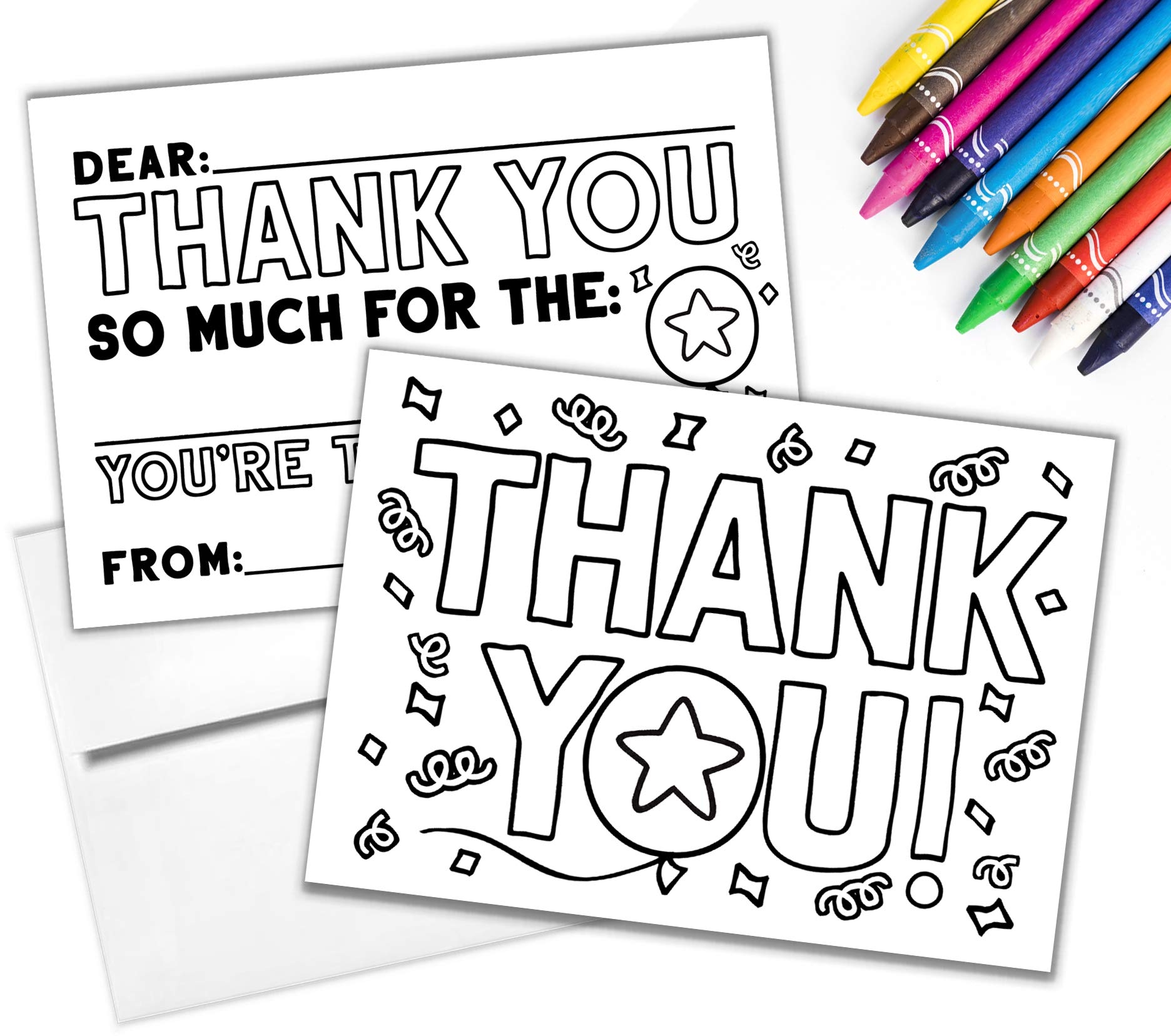 Amazon Tiny Expressions Kid s Coloring Thank You Cards With Envelopes Pack Of 10 Fill in the Blank Double Sided Notes On Durable Cardstock Fun Birthday And Holiday Thank Yous For School