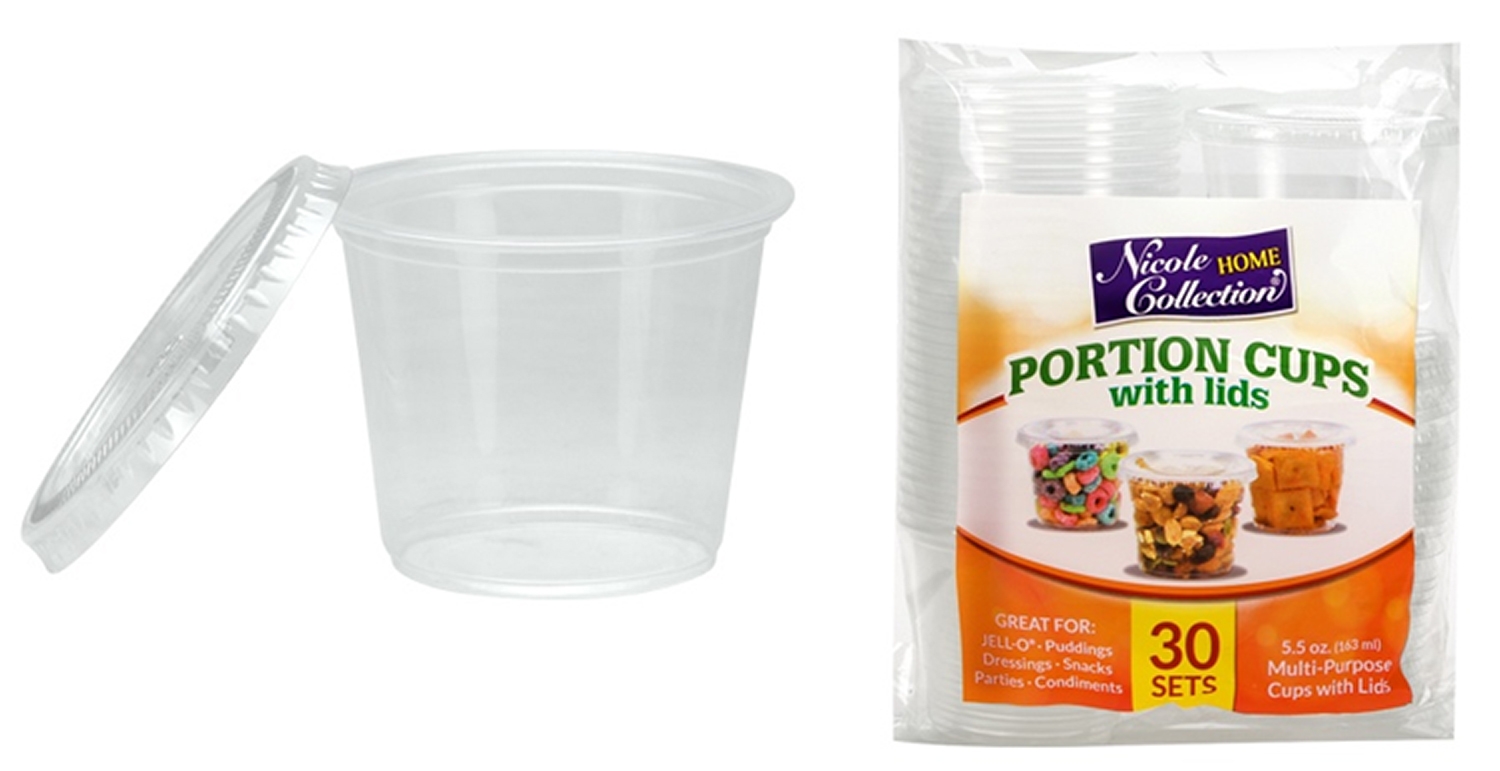Bulk Plastic Portion Cups Clear With Lids 5 5 Oz 30 Pk BPA Free