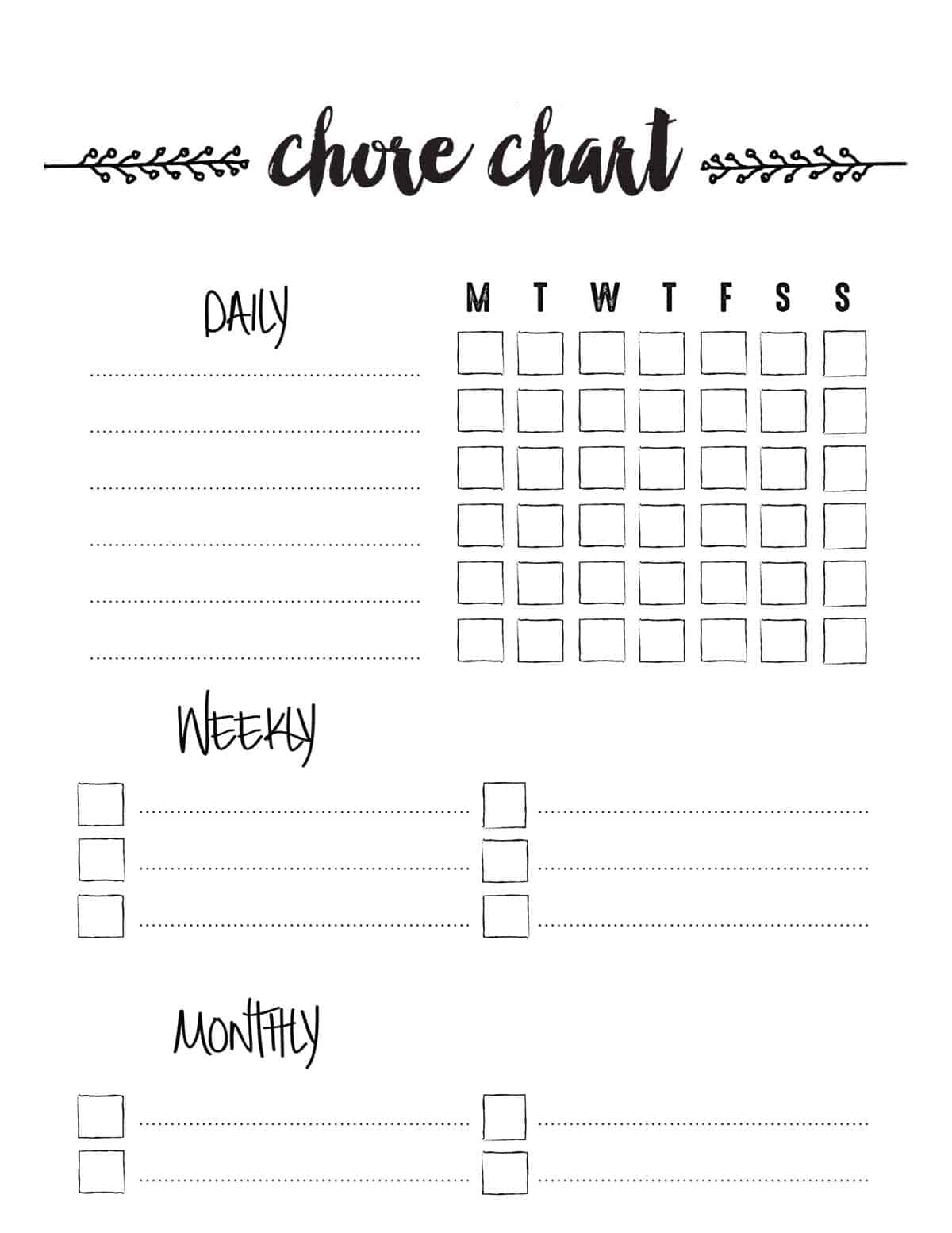 free chore chart printables