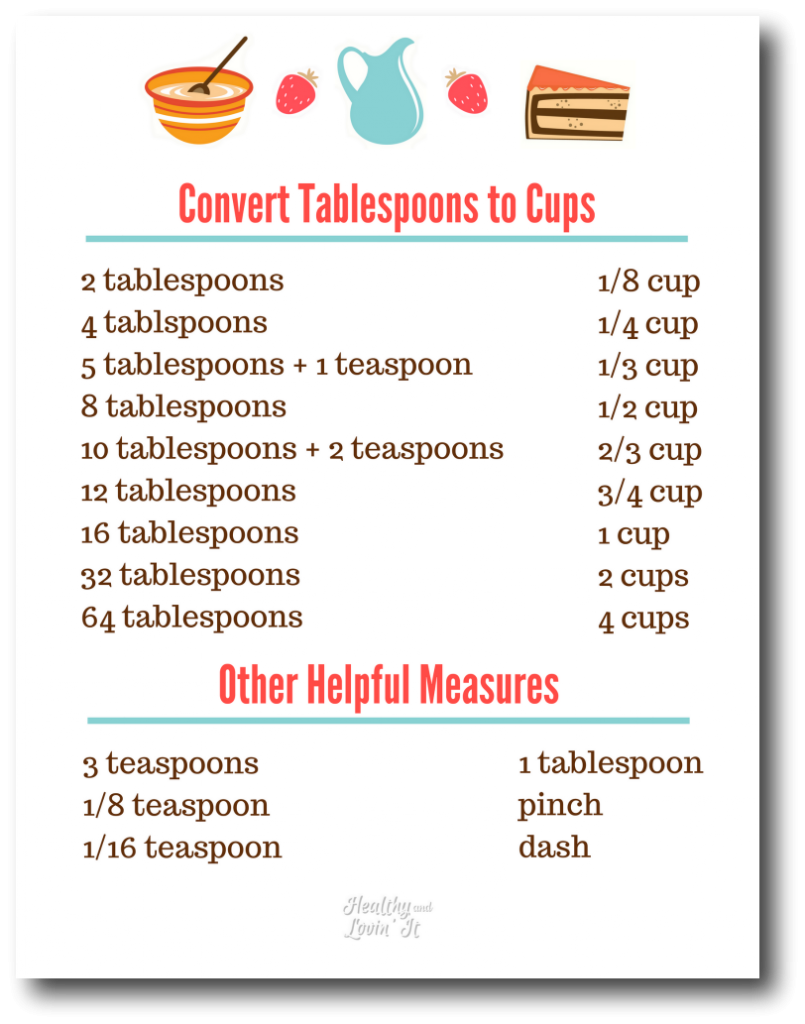 Convert Tbsp To Cups Free Printable Chart And How To Measure The Right Way