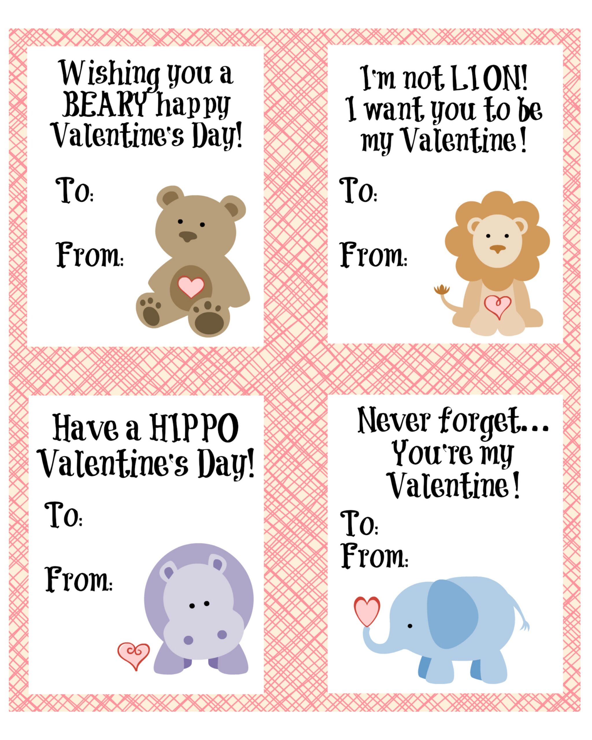 Cute Animal Valentine s Day Cards Free Printable  Cute Animal Valentine s Day Cards Free Printable