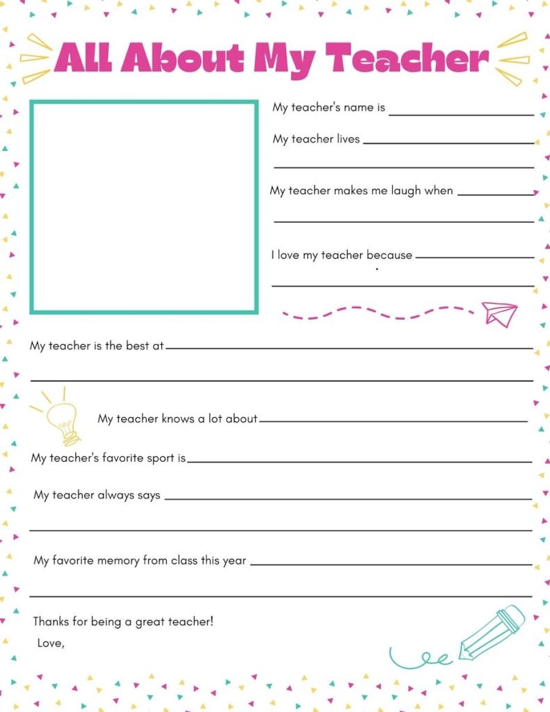 teacher appreciation template for students free