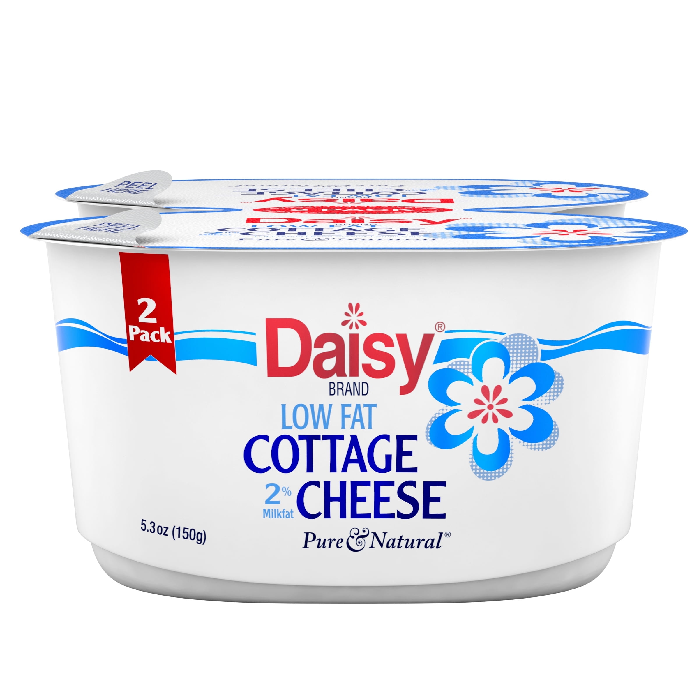Daisy Brand Low Fat Cottage Cheese 2 Milkfat 2 Pack 5 3 Oz Cups High In Protein Walmart