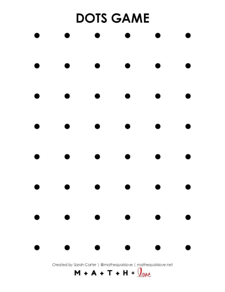 Dots Game Printable Collection Math Love