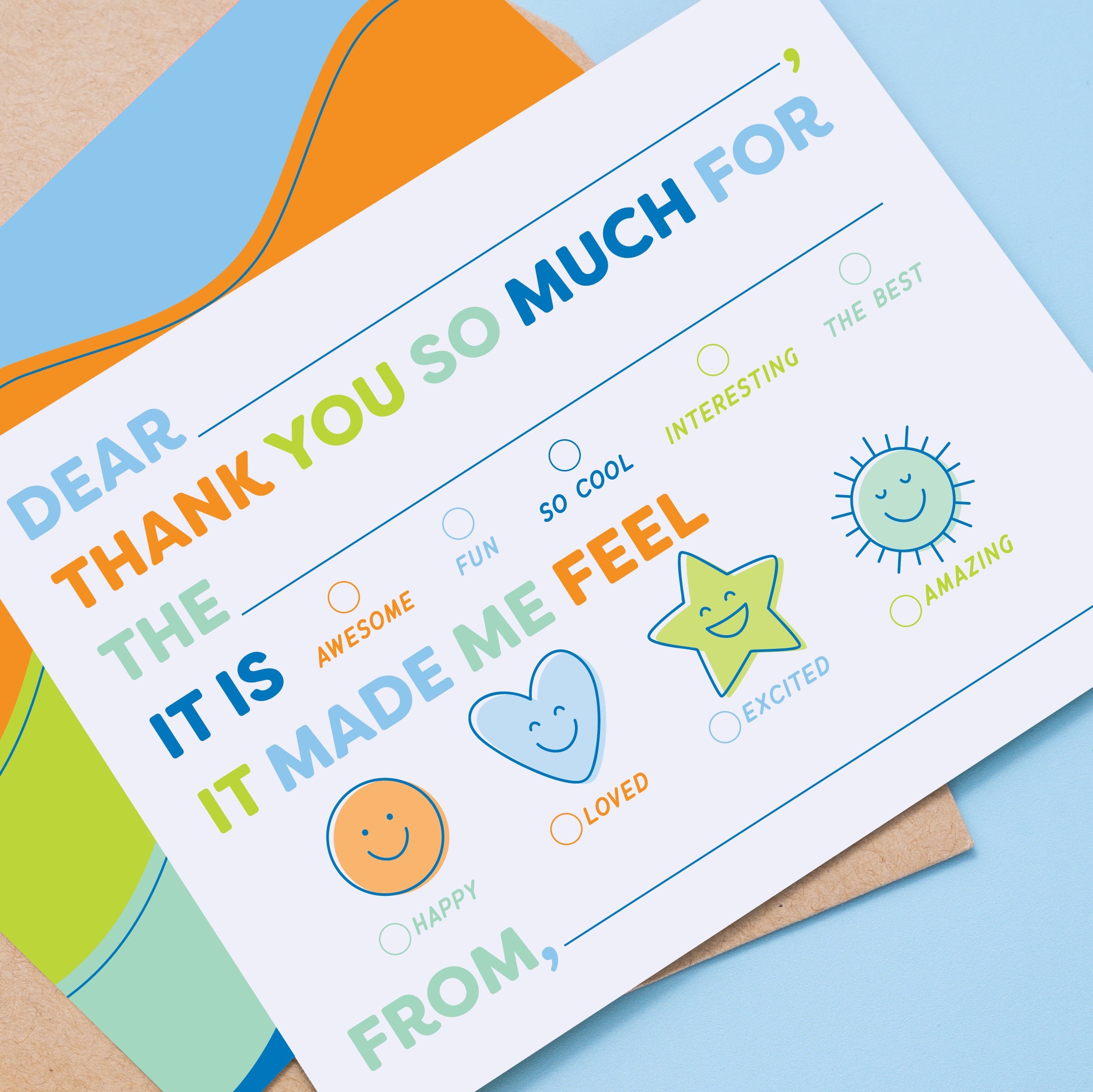 Emotion Filled Kids Thank You Cards Fill in the Blank Notes For Birthday Parties Gratitude Practice Easy Thank You Cards Teach Kids Etsy de