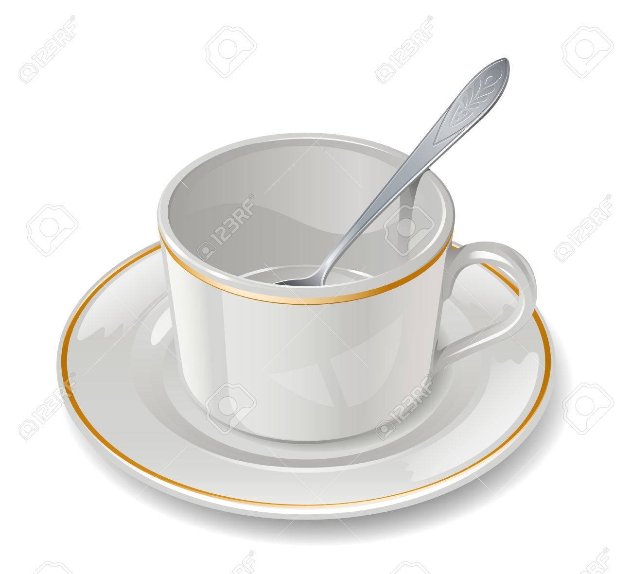 Empty Cup With Saucer And Teaspoon Royalty Free SVG Cliparts Vectors And Stock Illustration Image 8572911 
