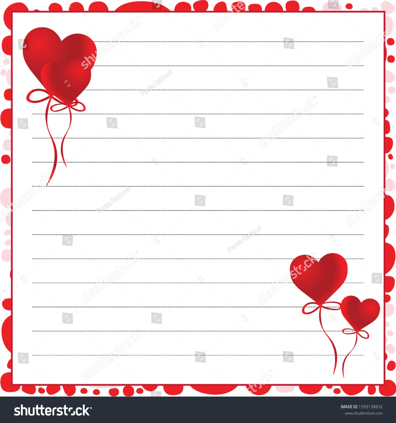 Empty Valentines Day Note Card Template Stock Vector Royalty Free 1593138832 Shutterstock