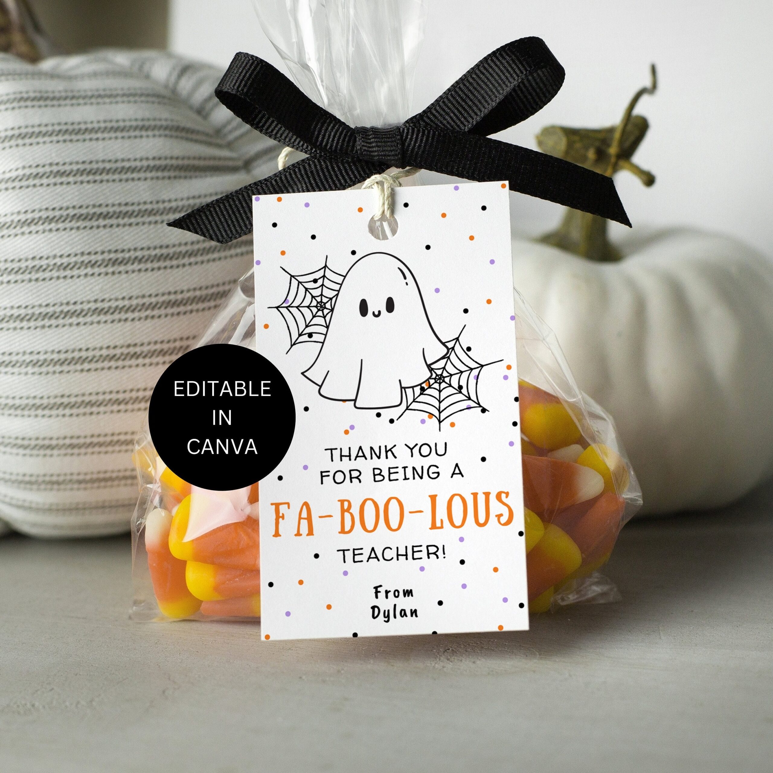 Faboolous Teacher Tag Editable Printable For Happy Halloween Thank You Appreciation Gift Treats Cookies And Smores Digital Download Etsy Canada