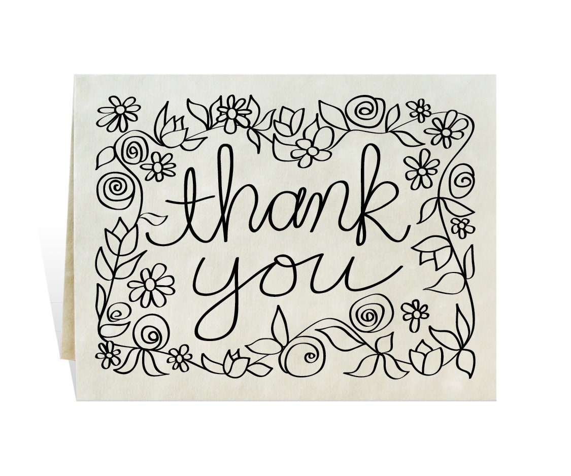 Floral Thank You Notes Hand Lettering Coloring Sheets PDF Etsy Floral Thank You Notes Hand Lettering Coloring Sheets PDF Etsy