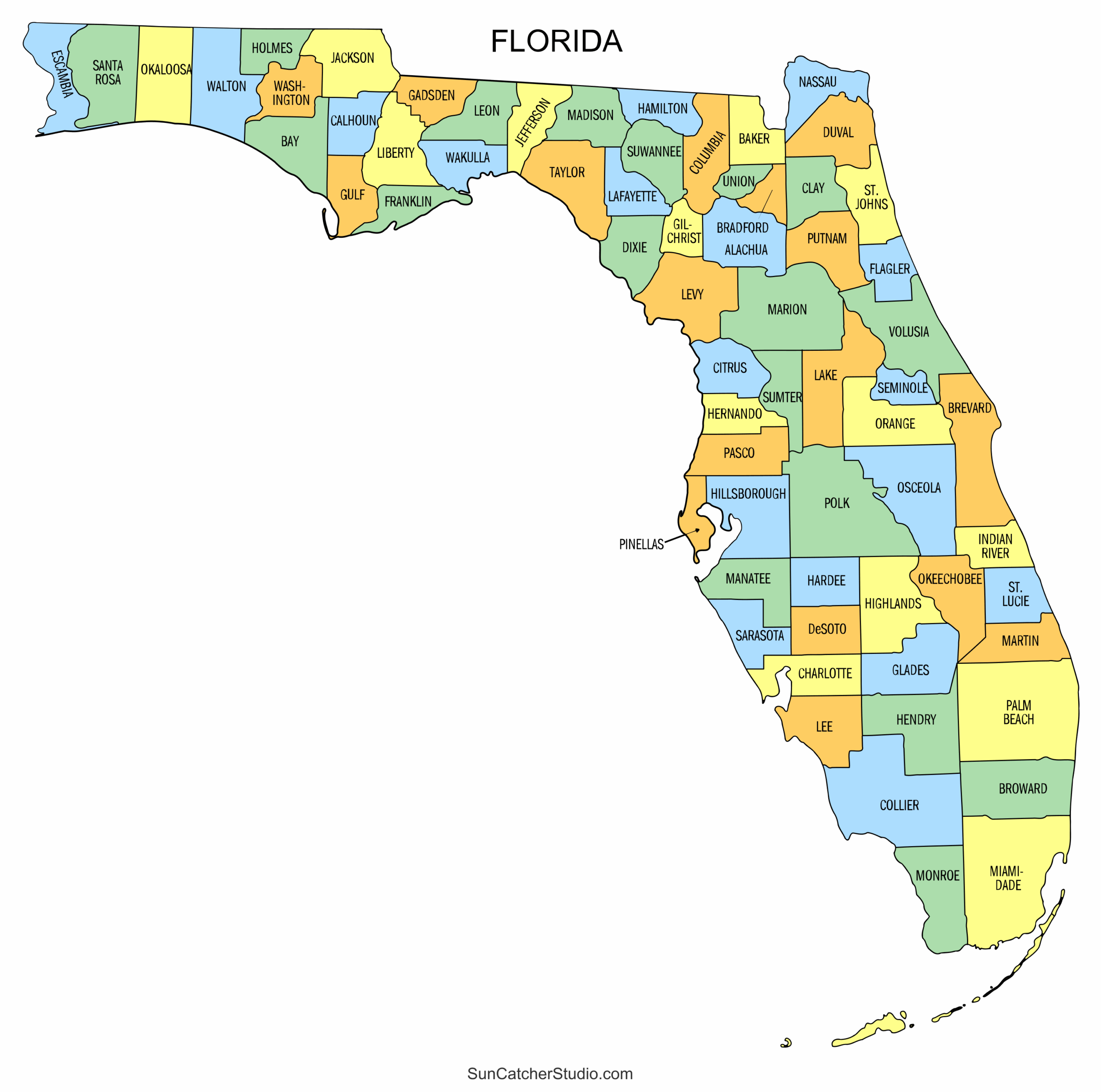 Florida County Map Printable State Map With County Lines Free Printables Monograms Design Tools Patterns DIY Projects