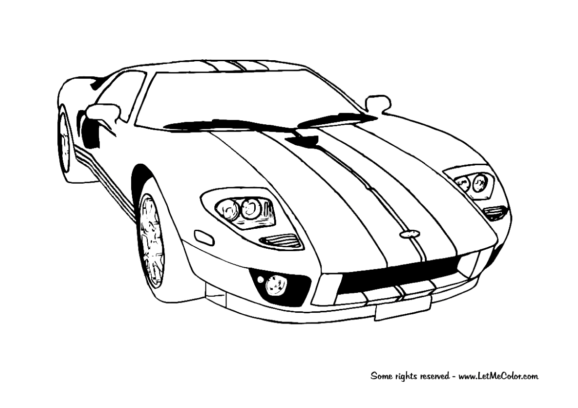 Ford GT Racing Car Coloring Page LetMeColor Worksheets Library