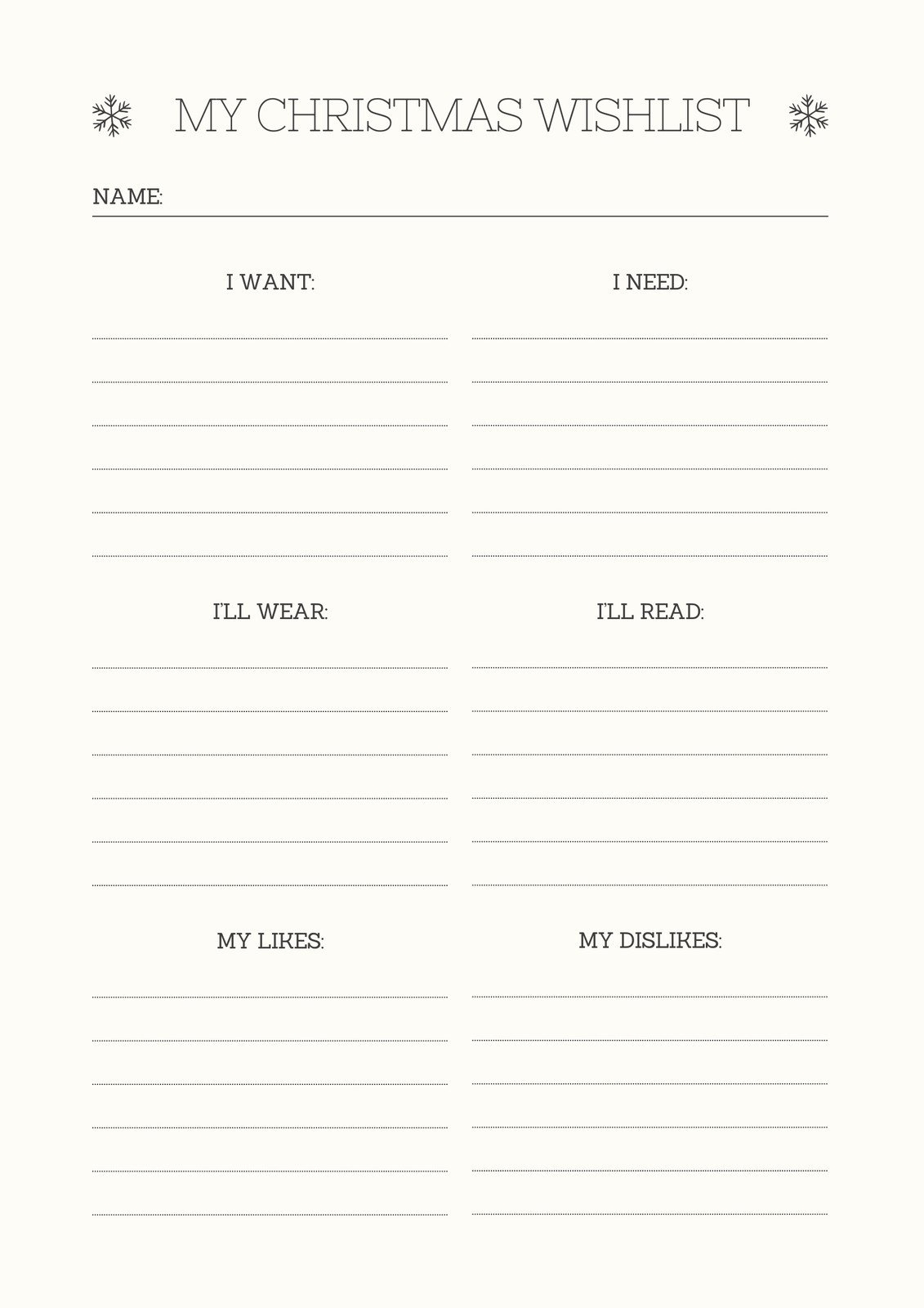 Free And Customizable Holiday Wishlist Templates