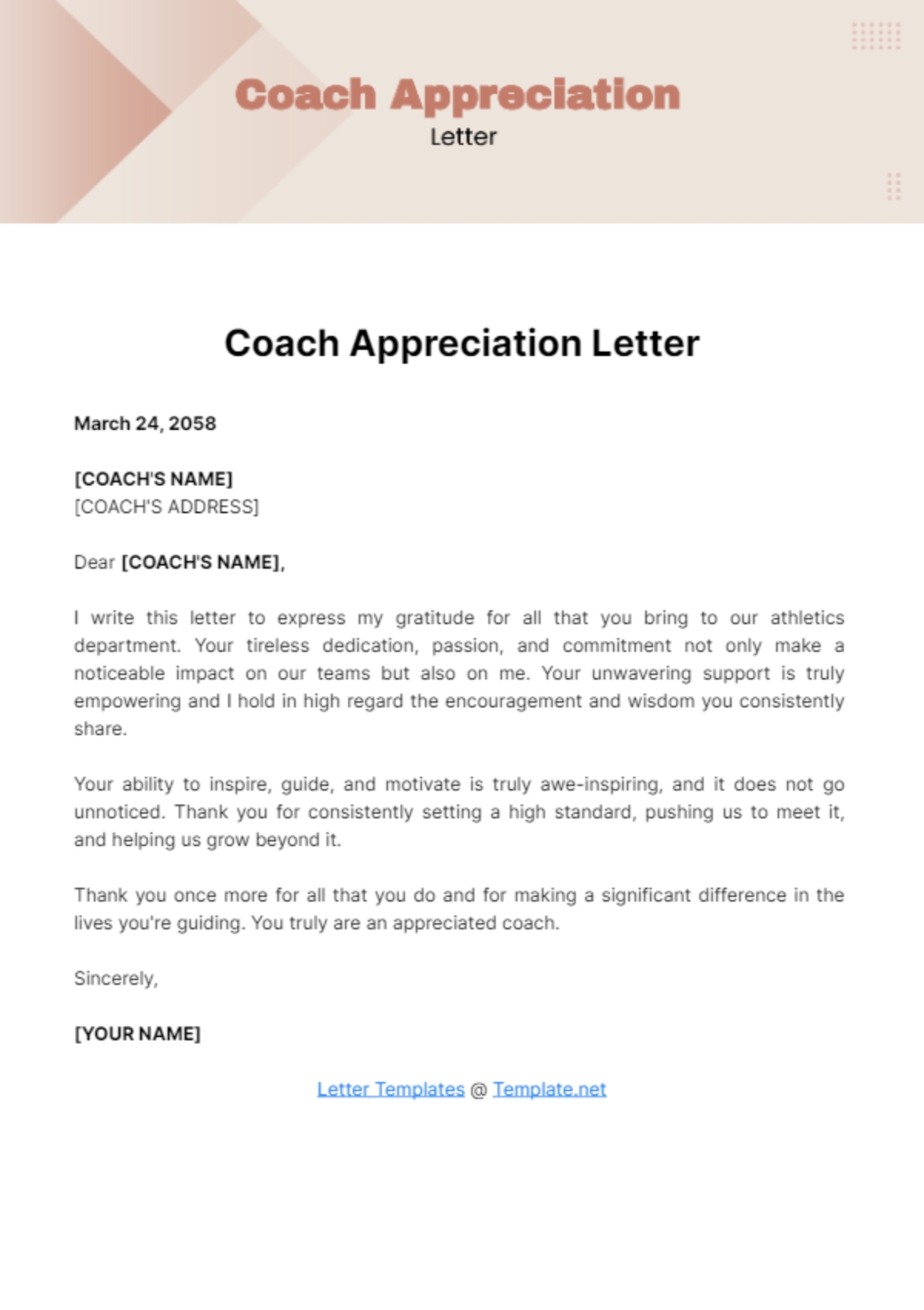 Free Coach Appreciation Letter Template To Edit Online Free Coach Appreciation Letter Template To Edit Online