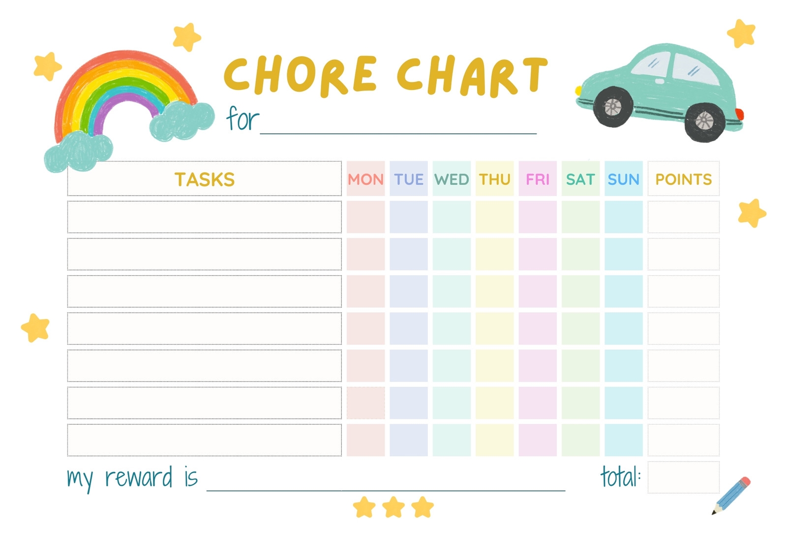 Free Customizable Chore Chart Templates To Print Canva