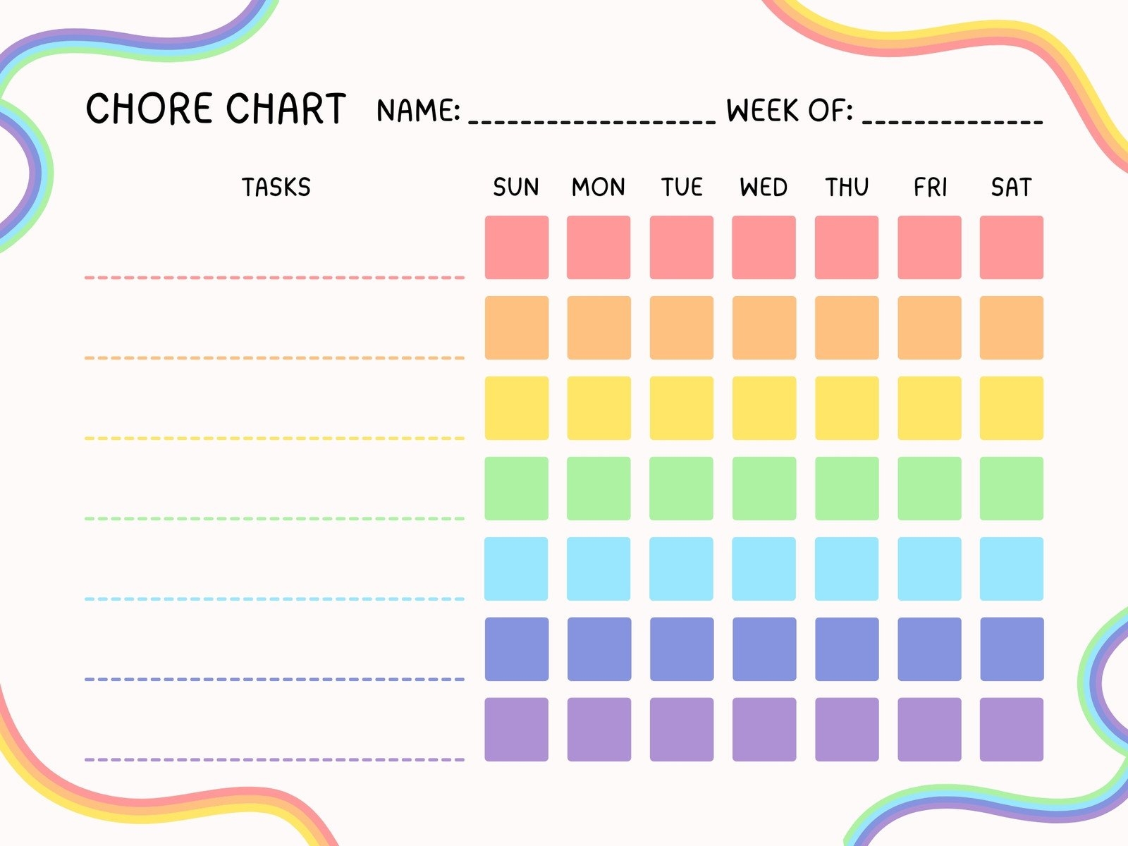 free editable printable chore charts