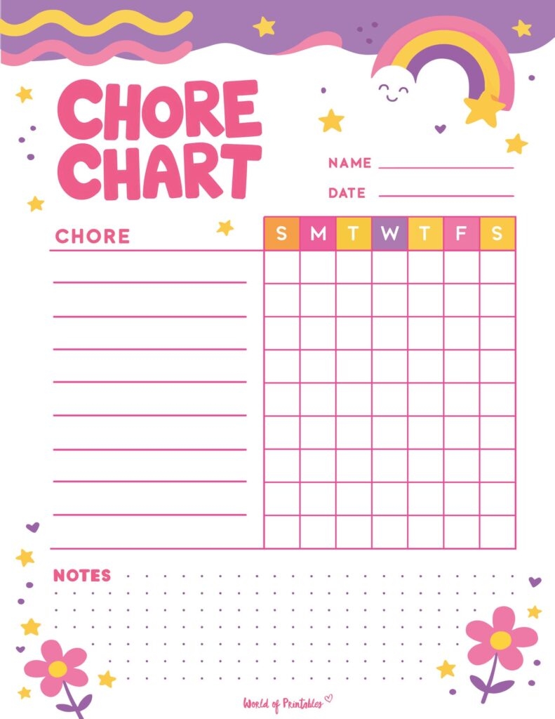 free children's chore chart