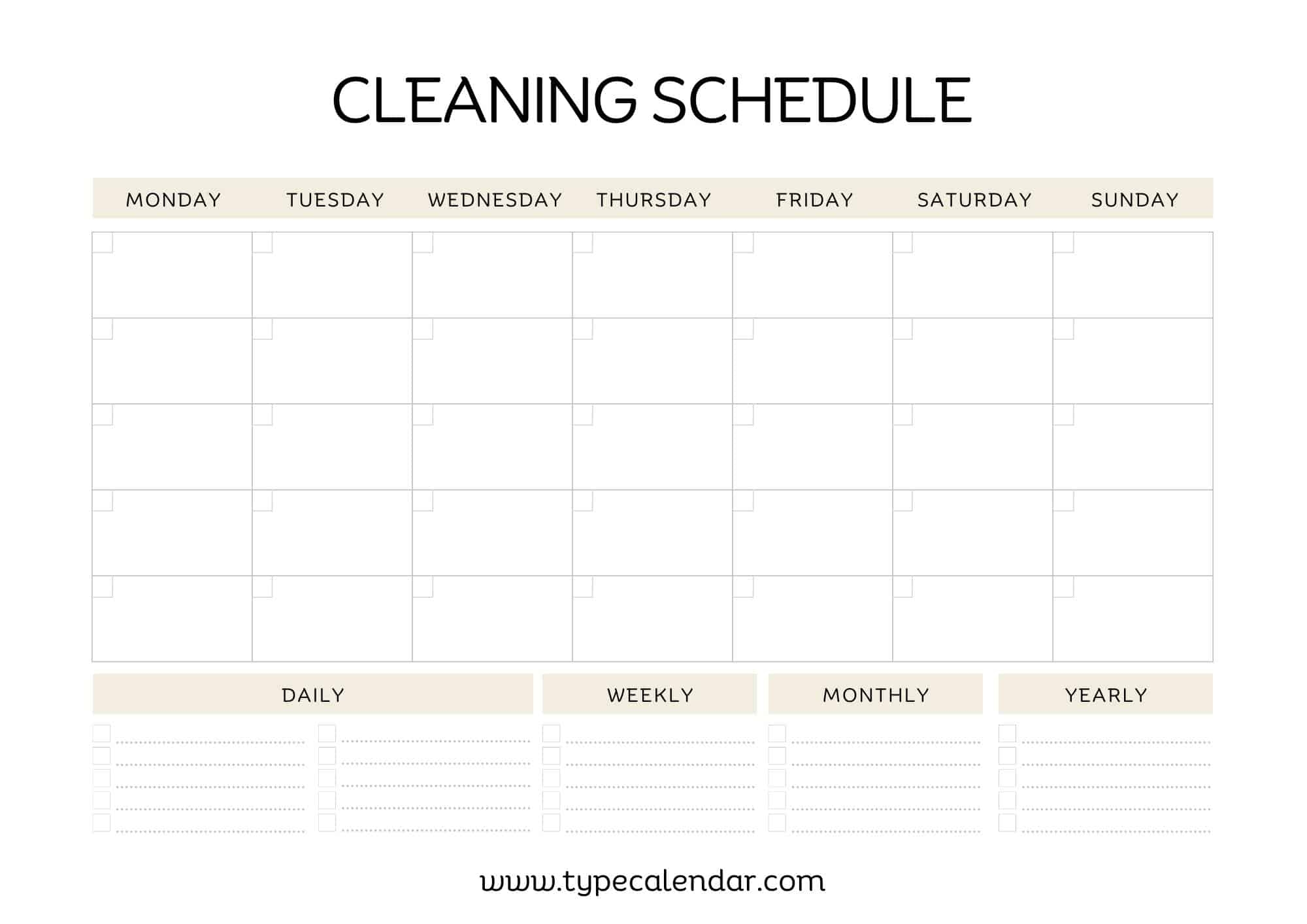 customizable free editable cleaning schedule template