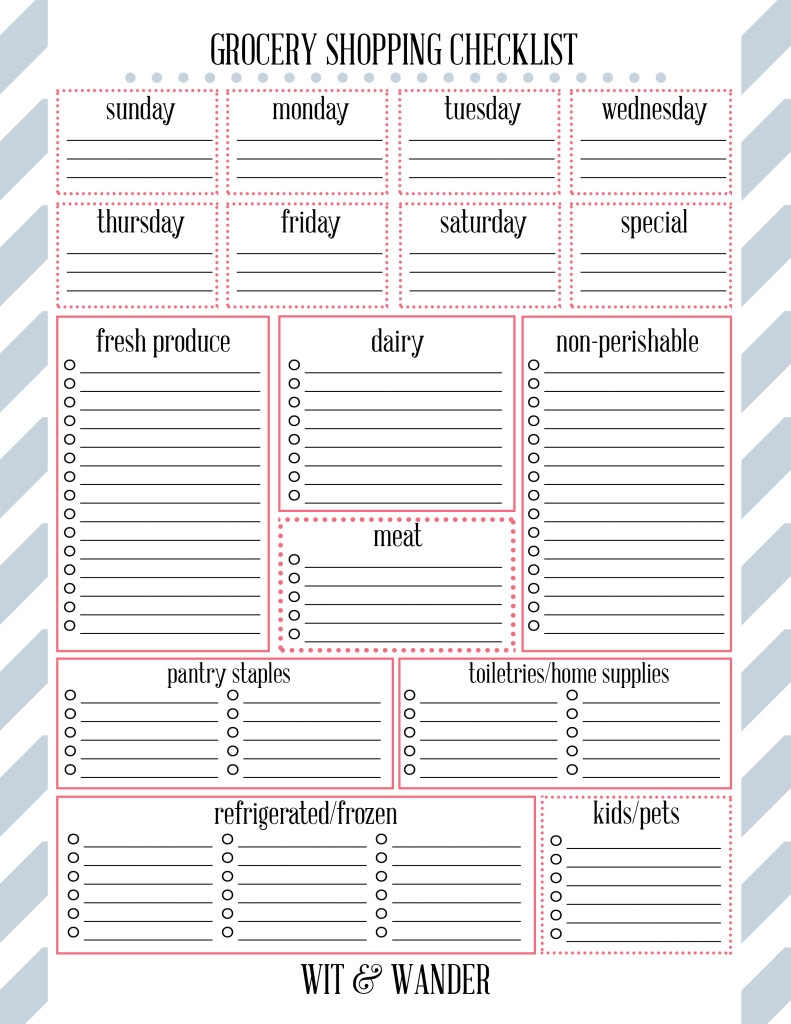 grocery list template cute