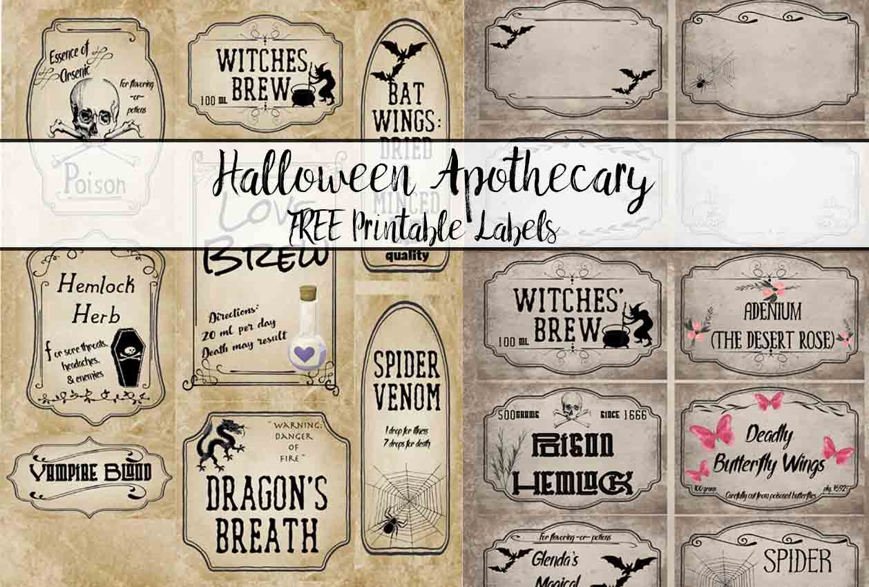 Free Printable Halloween Apothecary Labels 16 Designs Plus Blanks  Free Printable Halloween Apothecary Labels 16 Designs Plus Blanks