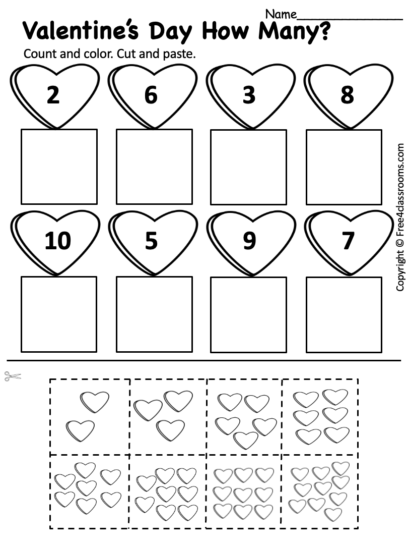 Free Printable Preschool Worksheet Valentines Day Cut And Paste Worksheets Library
