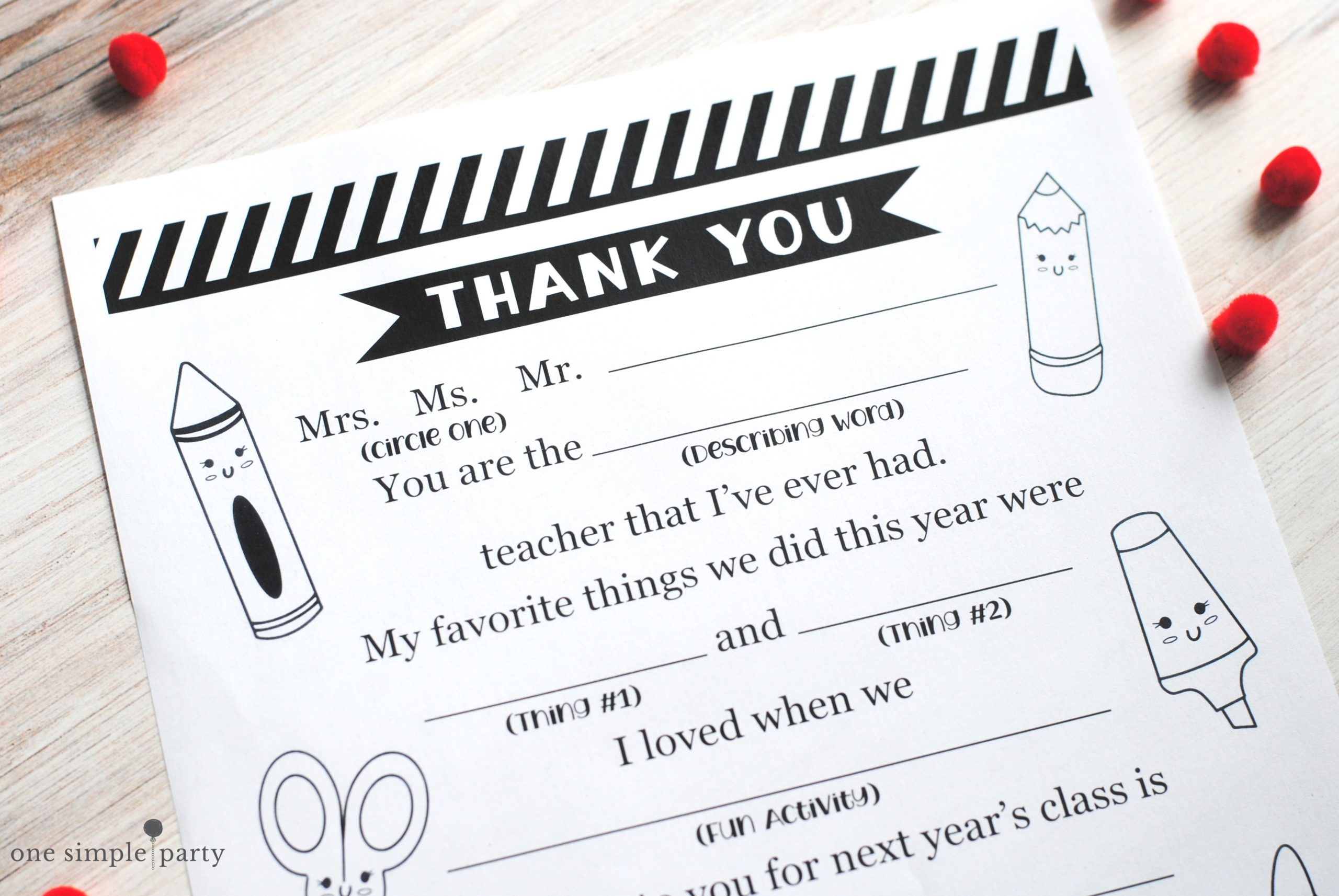 Free Printable Thank A Teacher Fill In 