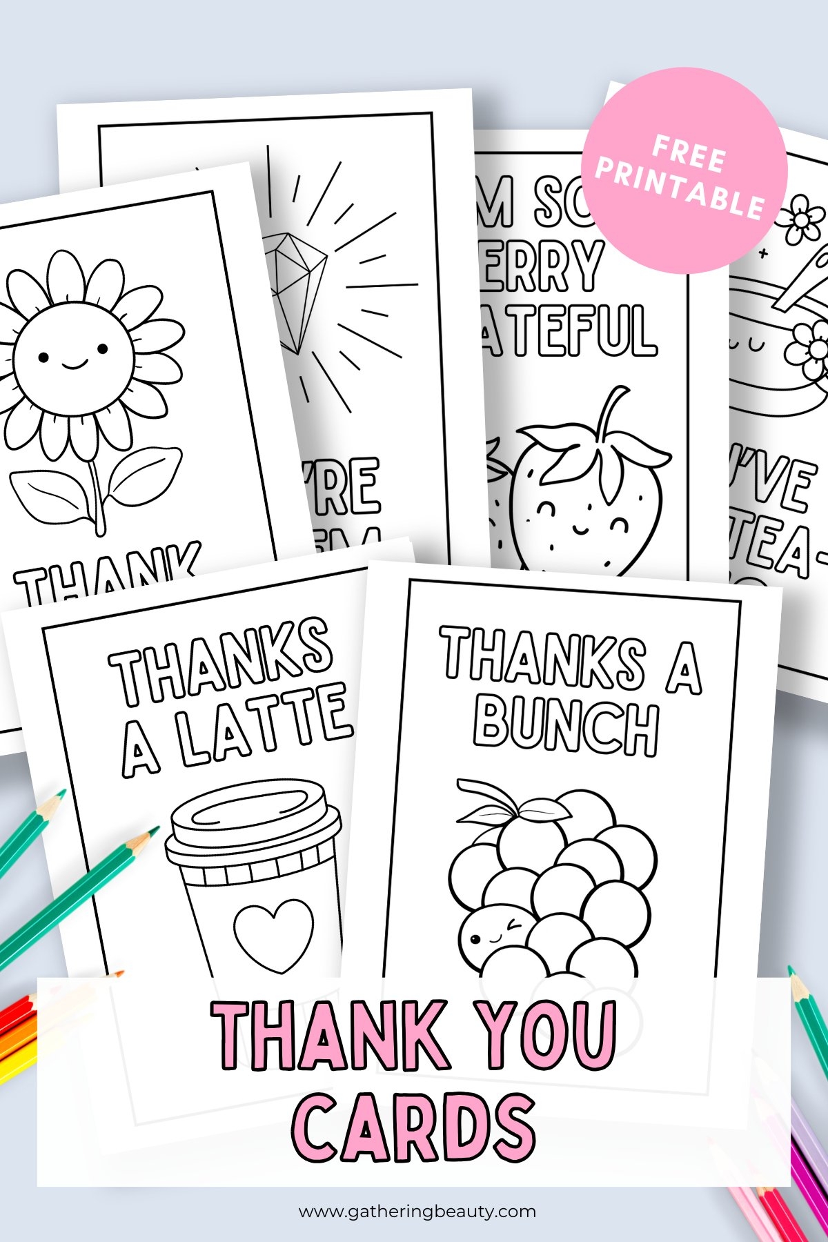 Free Printable Thank You Cards To Colour Gathering Beauty