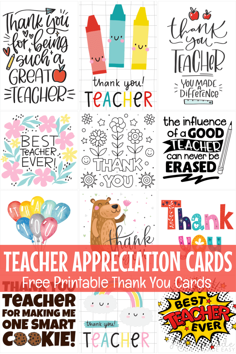 thank you printable cards for teachers thank you printable cards for teachers
