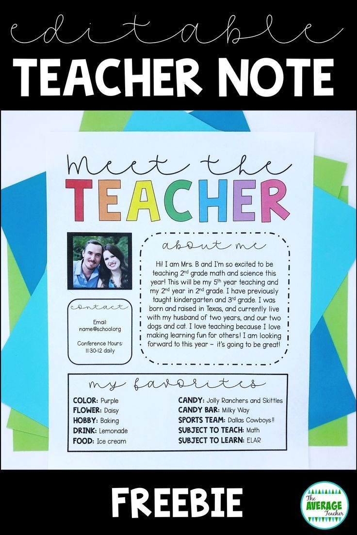 FREEBIE Editable Meet The Teacher Note