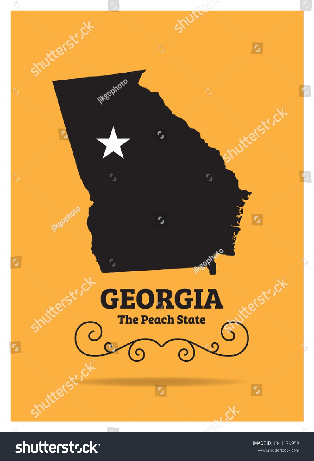 Georgia Us State Map Nickname the Peach Stock Vector Royalty Free 1044179959 Shutterstock