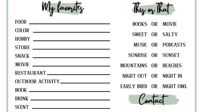 Get To Know You Getting To Know You Page Get To Know You Printable All About Me Etsy