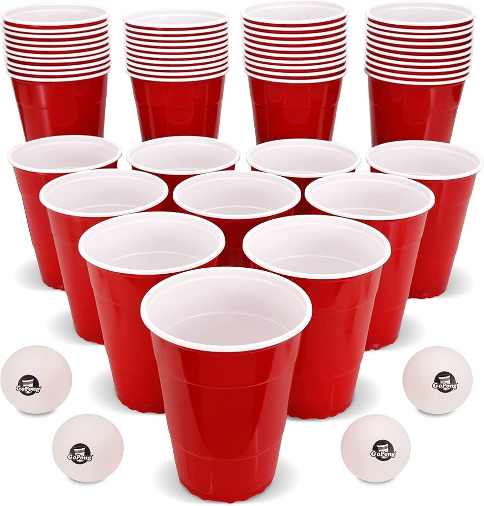 GoBig 36oz Giant Red Party Cups 50 PACK Holds Twice As Much As Standard Party Cups Includes 4 XL Pong Balls Amazon ae Toys