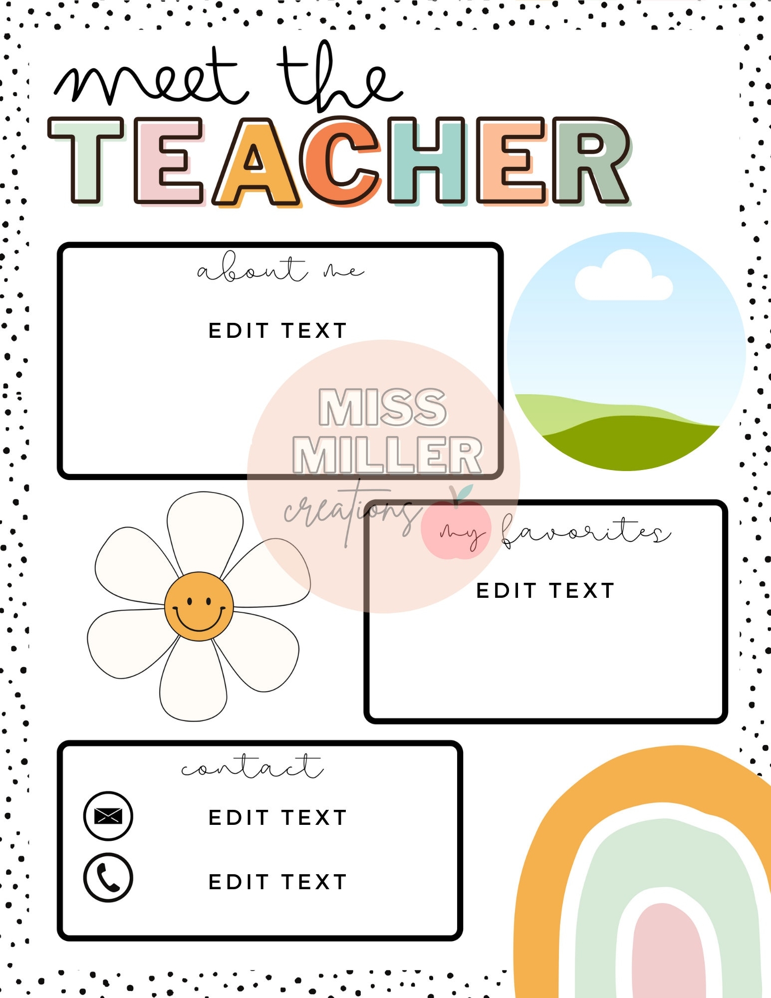 Groovy Boho Meet The Teacher Template Etsy