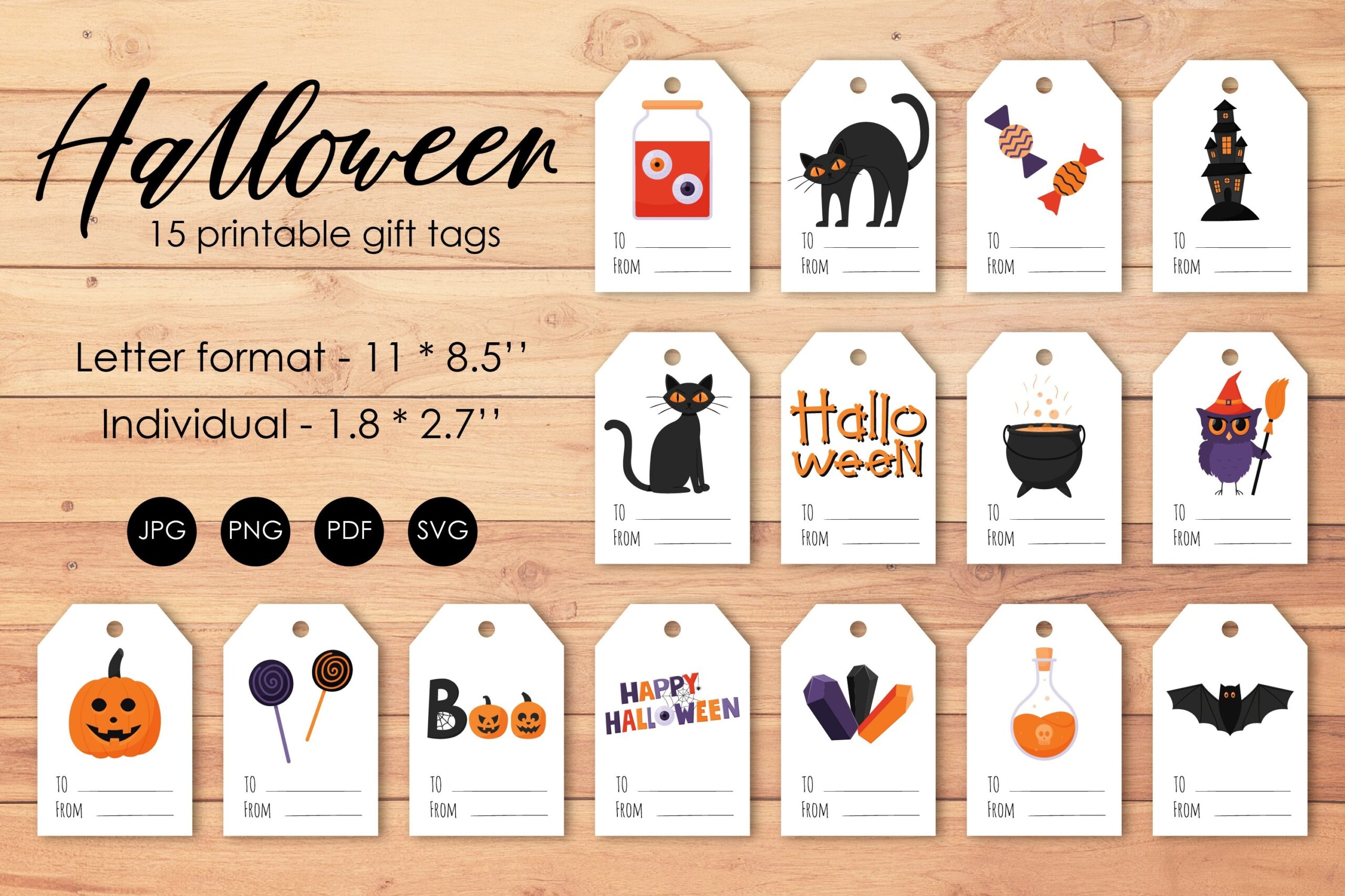 Halloween Printable Gift Tags PNG SVG JPG  Halloween Printable Gift Tags PNG SVG JPG