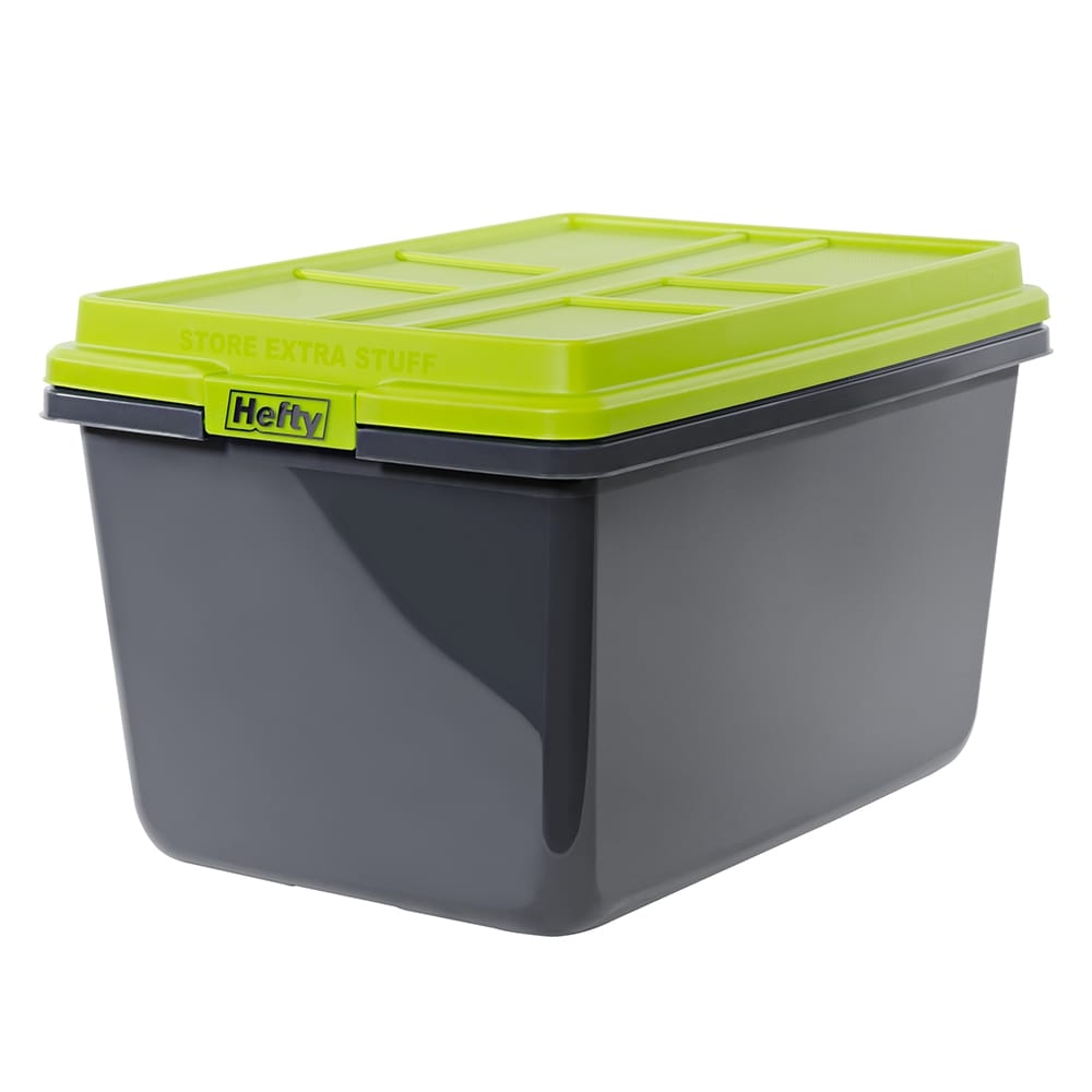 Hefty HI Rise Large 18 Gallons 72 Quart Grey Green Weatherproof Heavy Duty Tote With Latching Lid 7163HFT 386 234 623 At Lowes Hefty HI Rise Large 18 Gallons 72 Quart Grey Green Weatherproof Heavy Duty Tote With Latching Lid 7163HFT 386 234 623 At Lowes